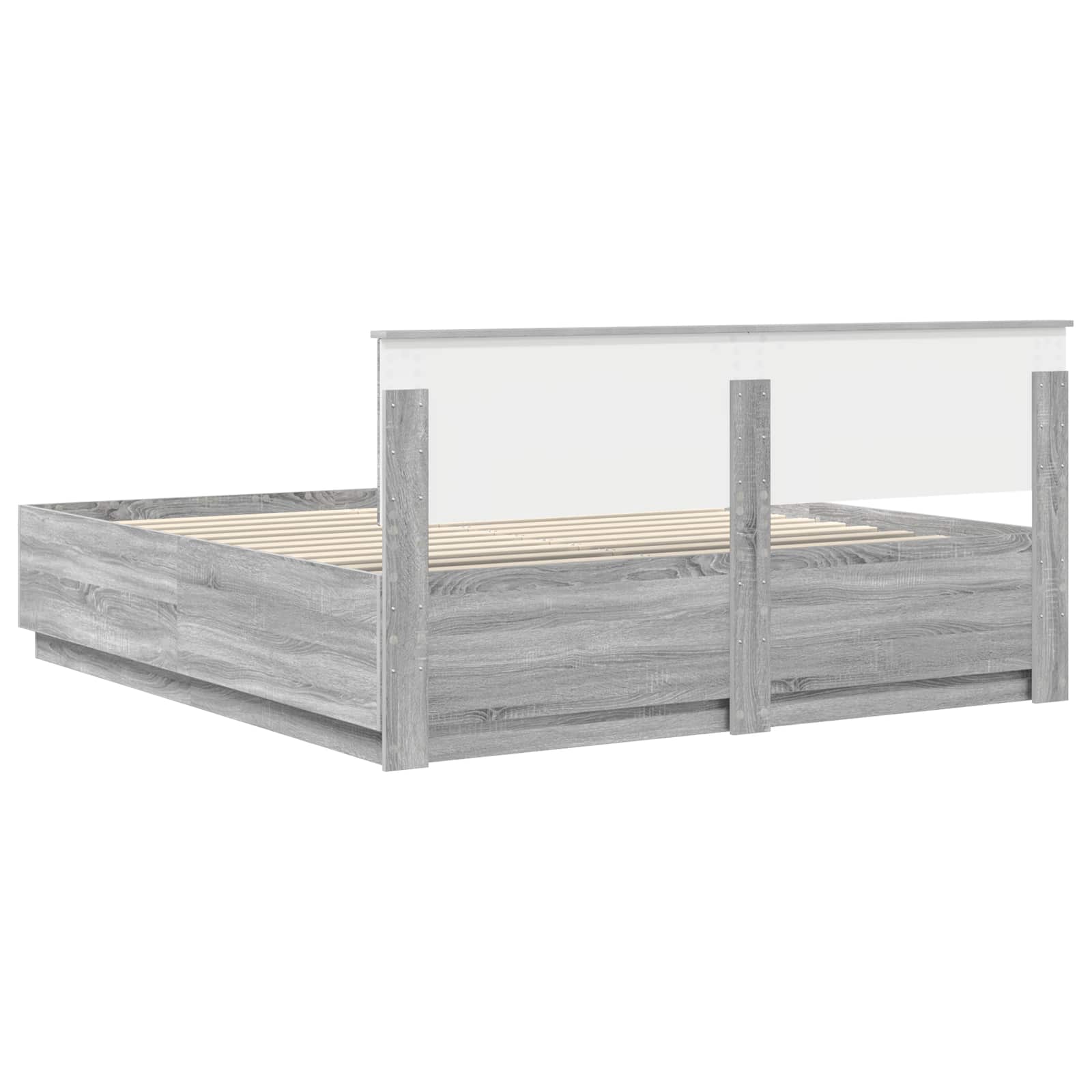 Krevetna konstrukcija S LED lampica Siva Sonoma 200 x 200 cm