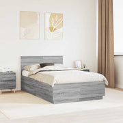 Krevetna konstrukcija S LED lampica Siva Sonoma 135 x 190 cm