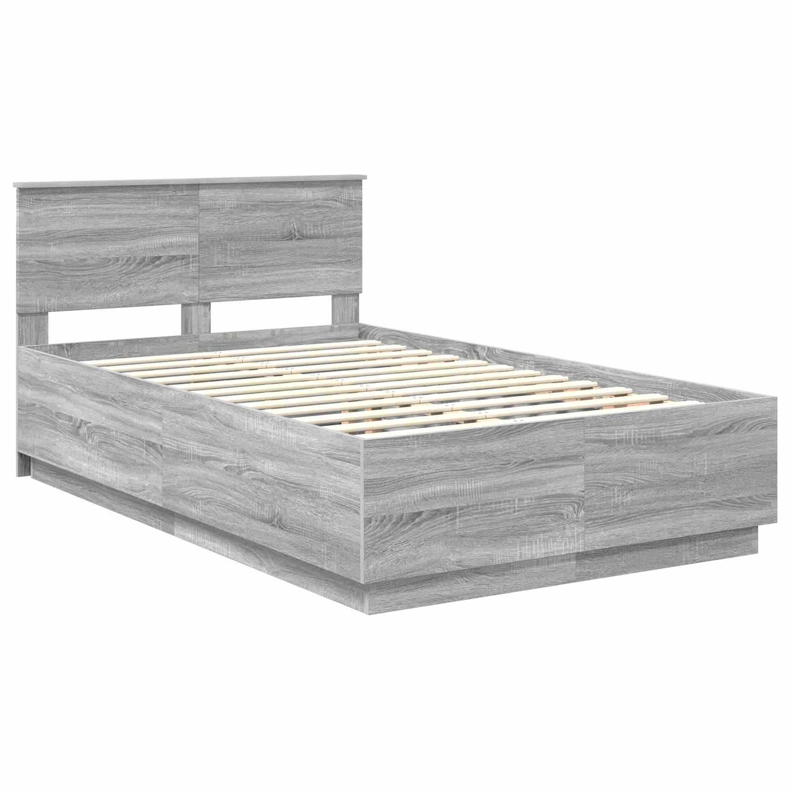 Krevetna konstrukcija S LED lampica Siva Sonoma 120 x 190 cm