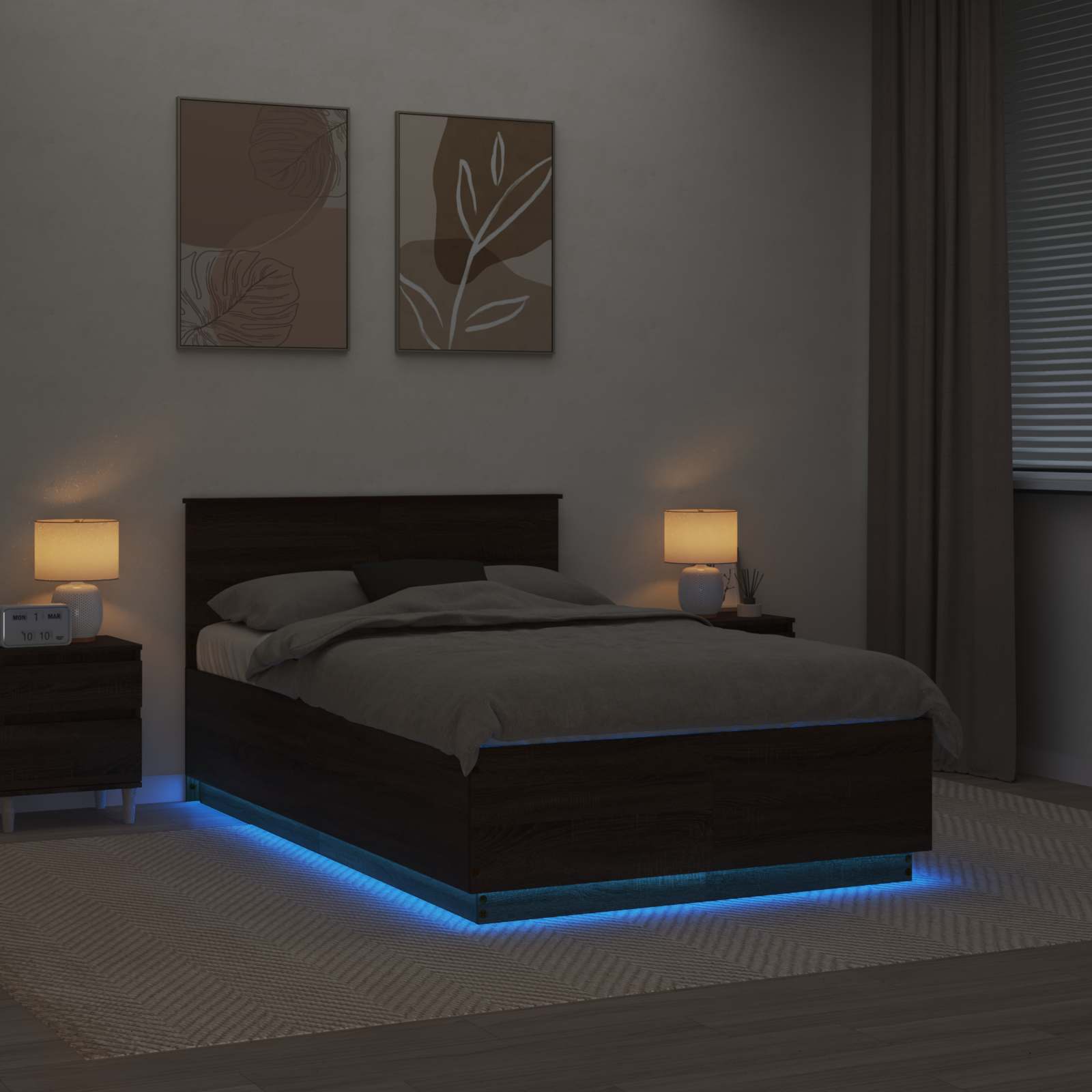 Krevetna konstrukcija S LED lampica Smeđi hrast 120 x 190 cm