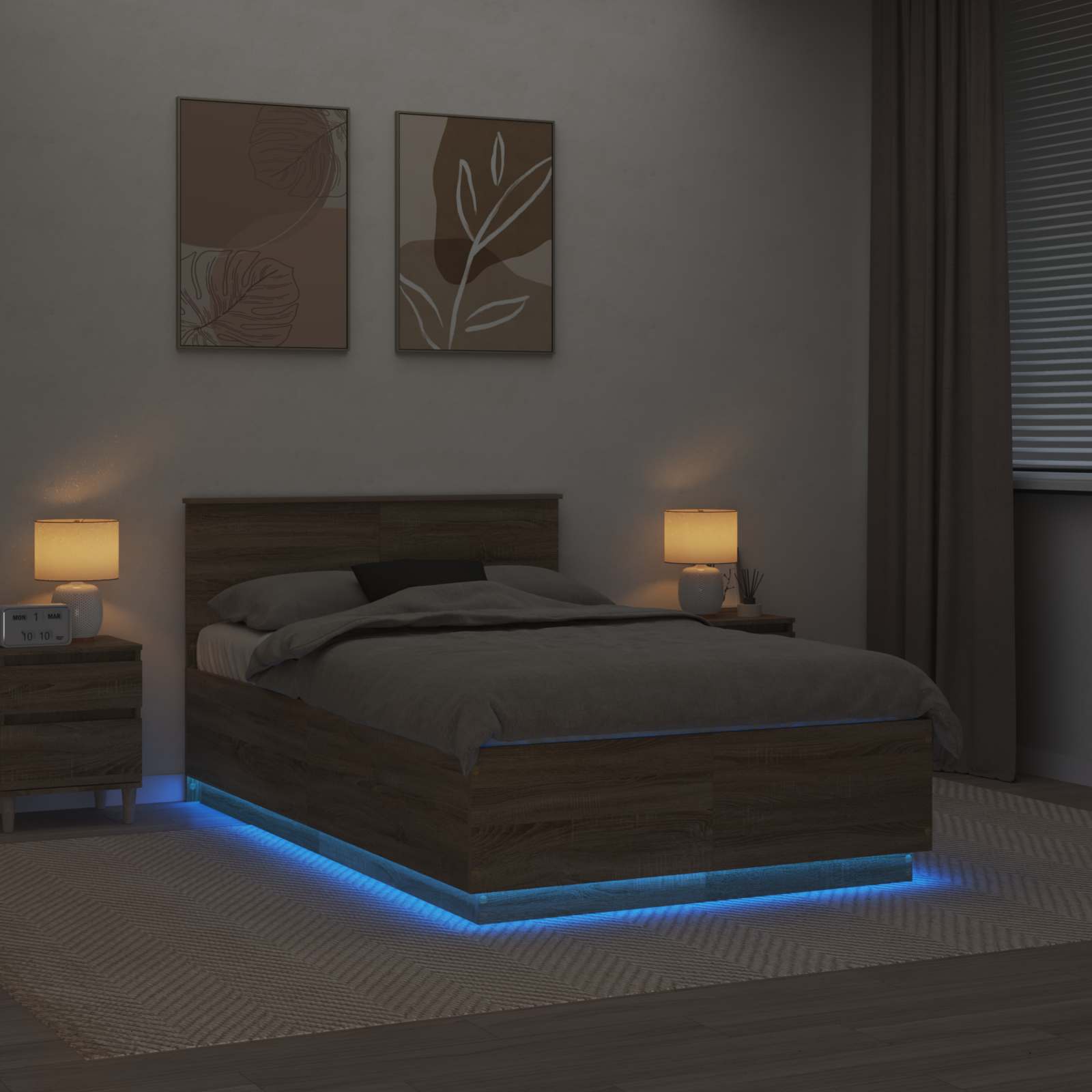 Krevetna konstrukcija S LED lampica Sonoma hrast 120 x 200 cm