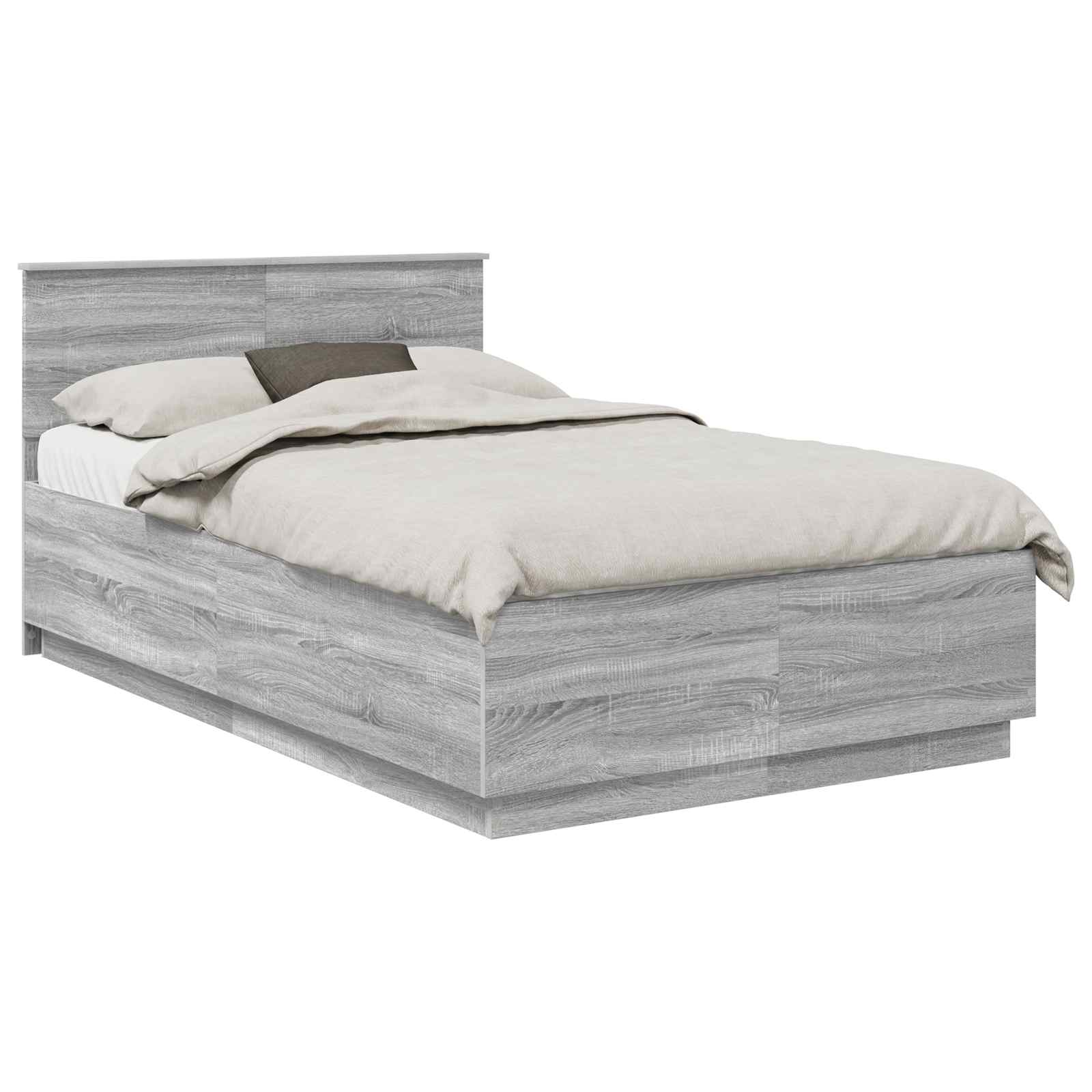 Krevetna konstrukcija S LED lampica Siva Sonoma 120 x 200 cm