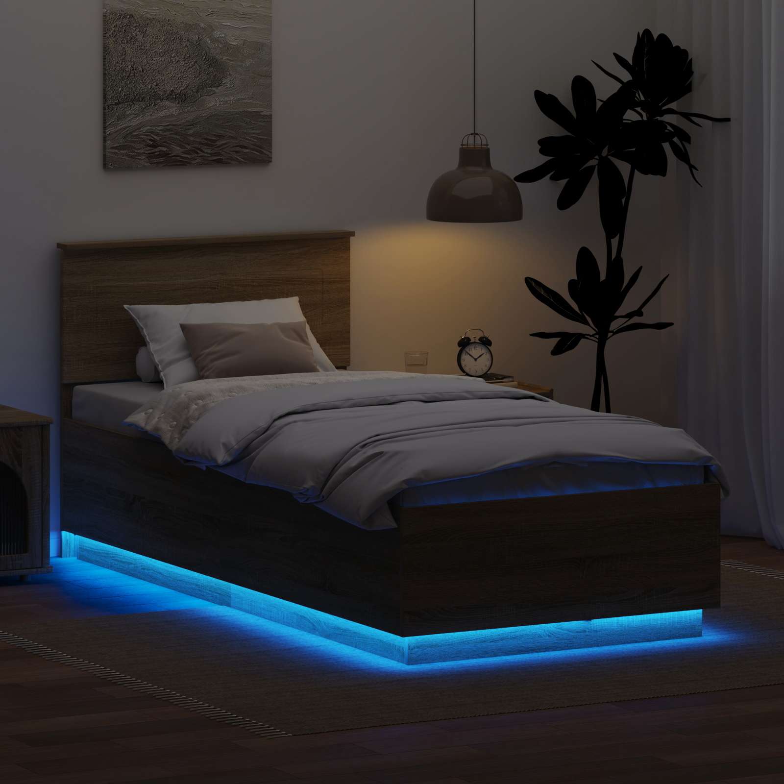 Krevetna konstrukcija S LED lampica Sonoma hrast 100 x 200 cm
