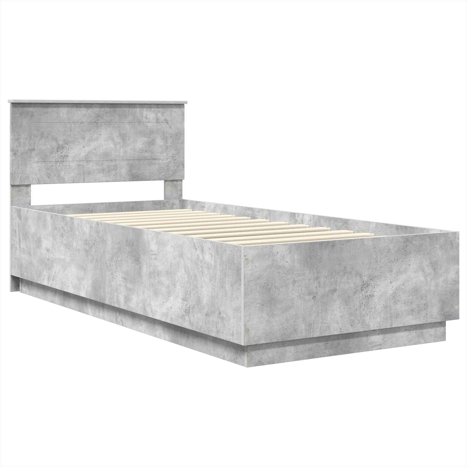 Krevetna konstrukcija S LED lampica Betonski sivi 90 x 190 cm