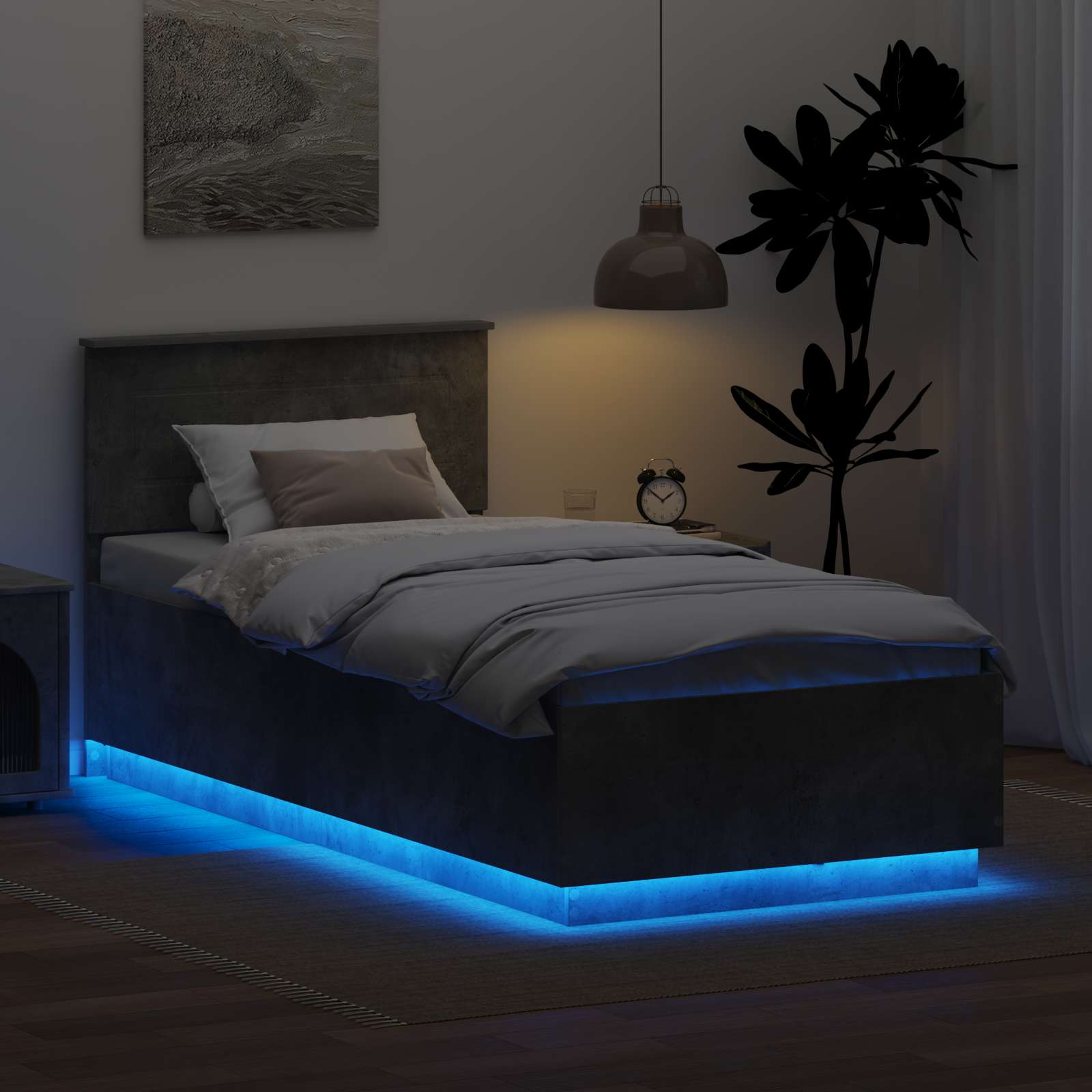 Krevetna konstrukcija S LED lampica Betonski sivi 70 x 190 cm