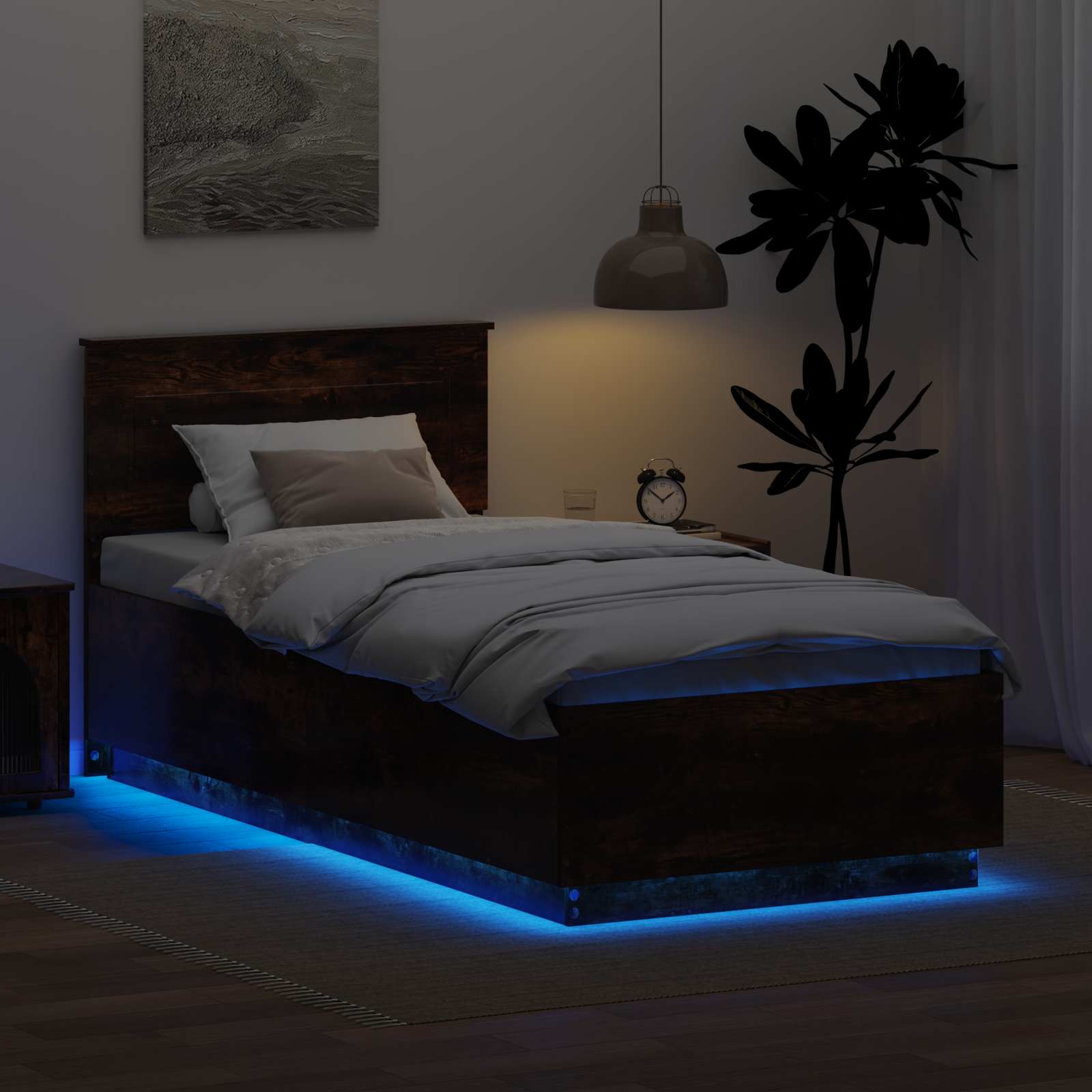 Krevetna konstrukcija S LED lampica Dimljeni hrast 70 x 190 cm