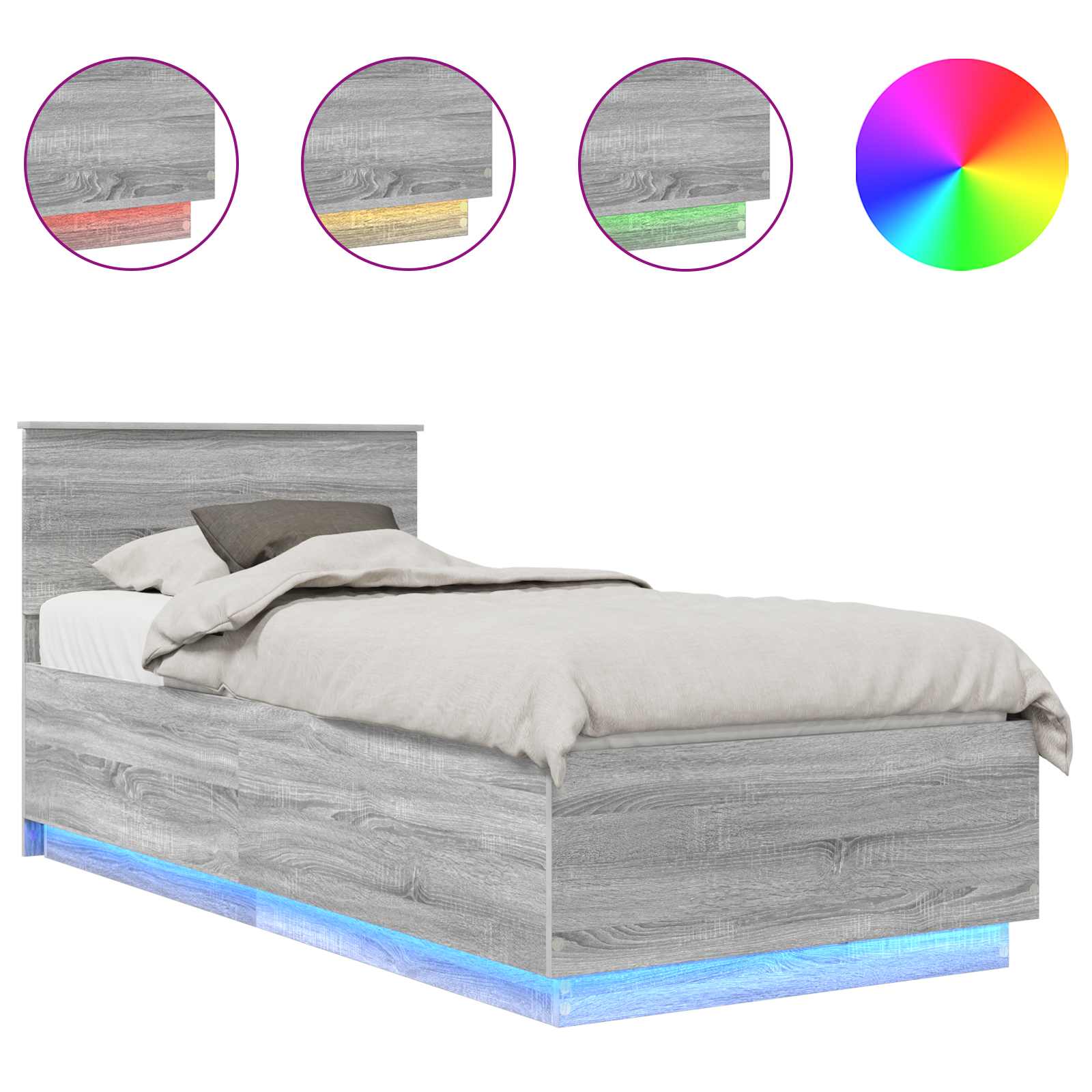 Krevetna konstrukcija Siva Sonoma 70 x 190 cm Konstruirano drvo