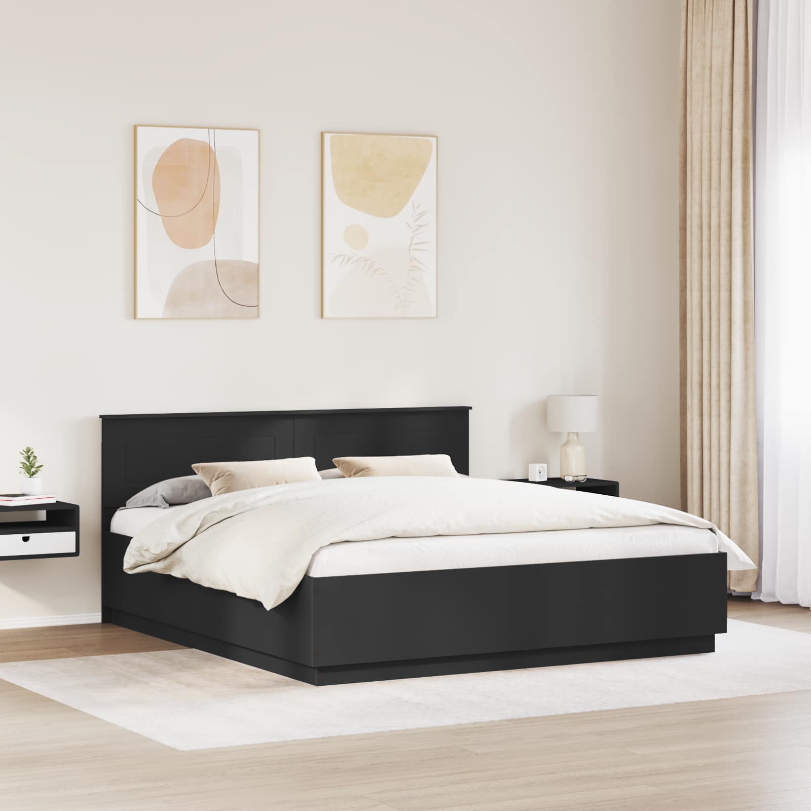 Krevetna konstrukcija Crna 200 x 200 cm Konstruirano drvo