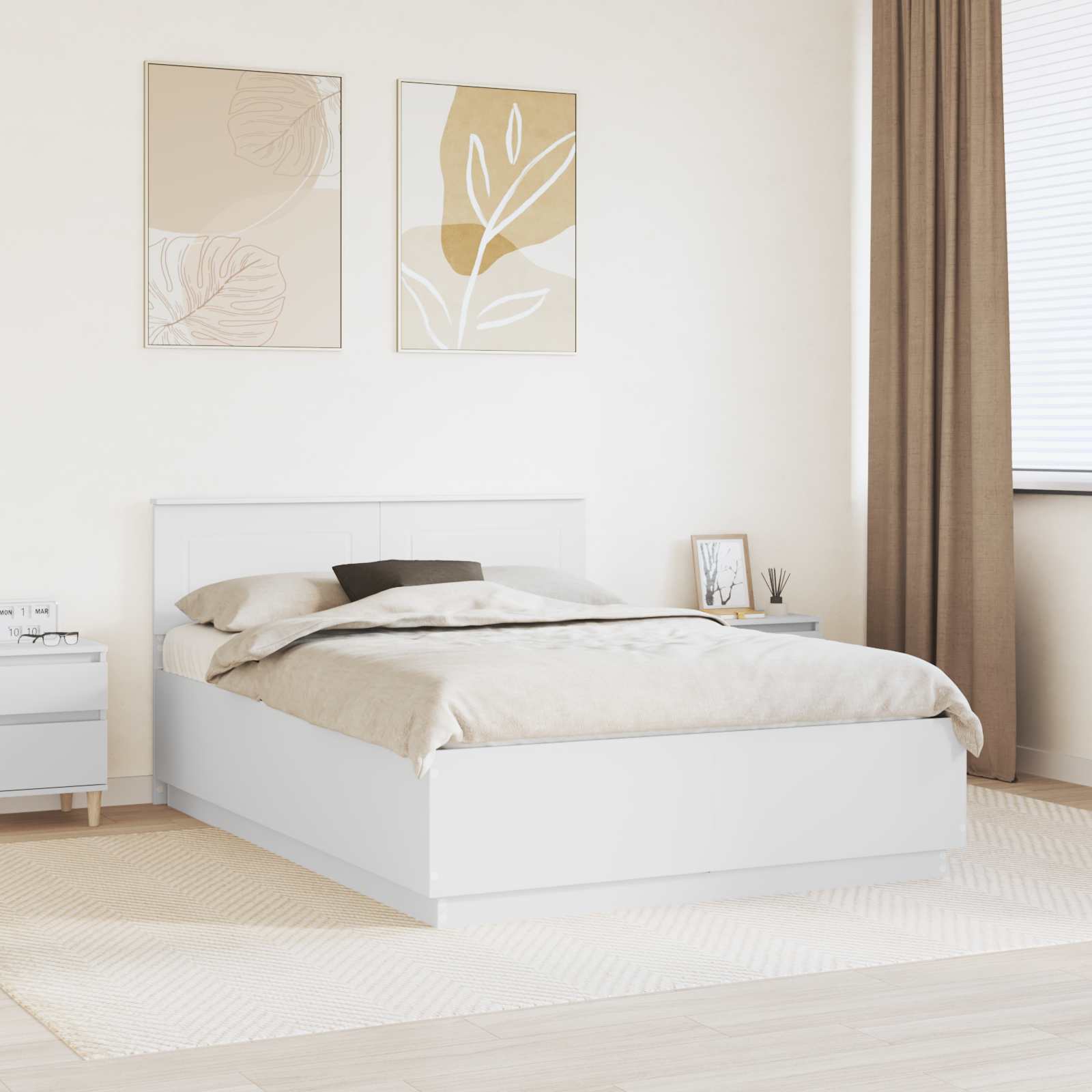 Krevetna konstrukcija Bijela 150 x 200 cm Konstruirano drvo