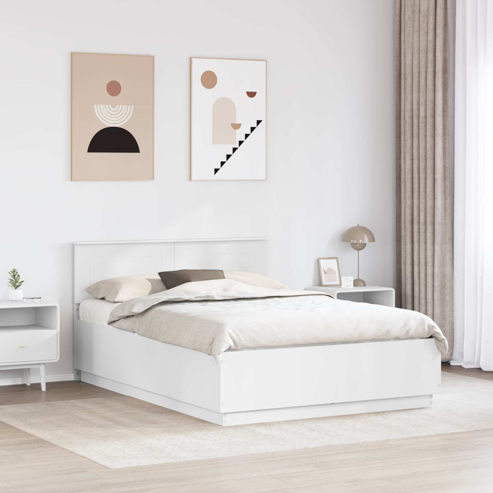 Krevetna konstrukcija Bijela 150 x 200 cm Konstruirano drvo
