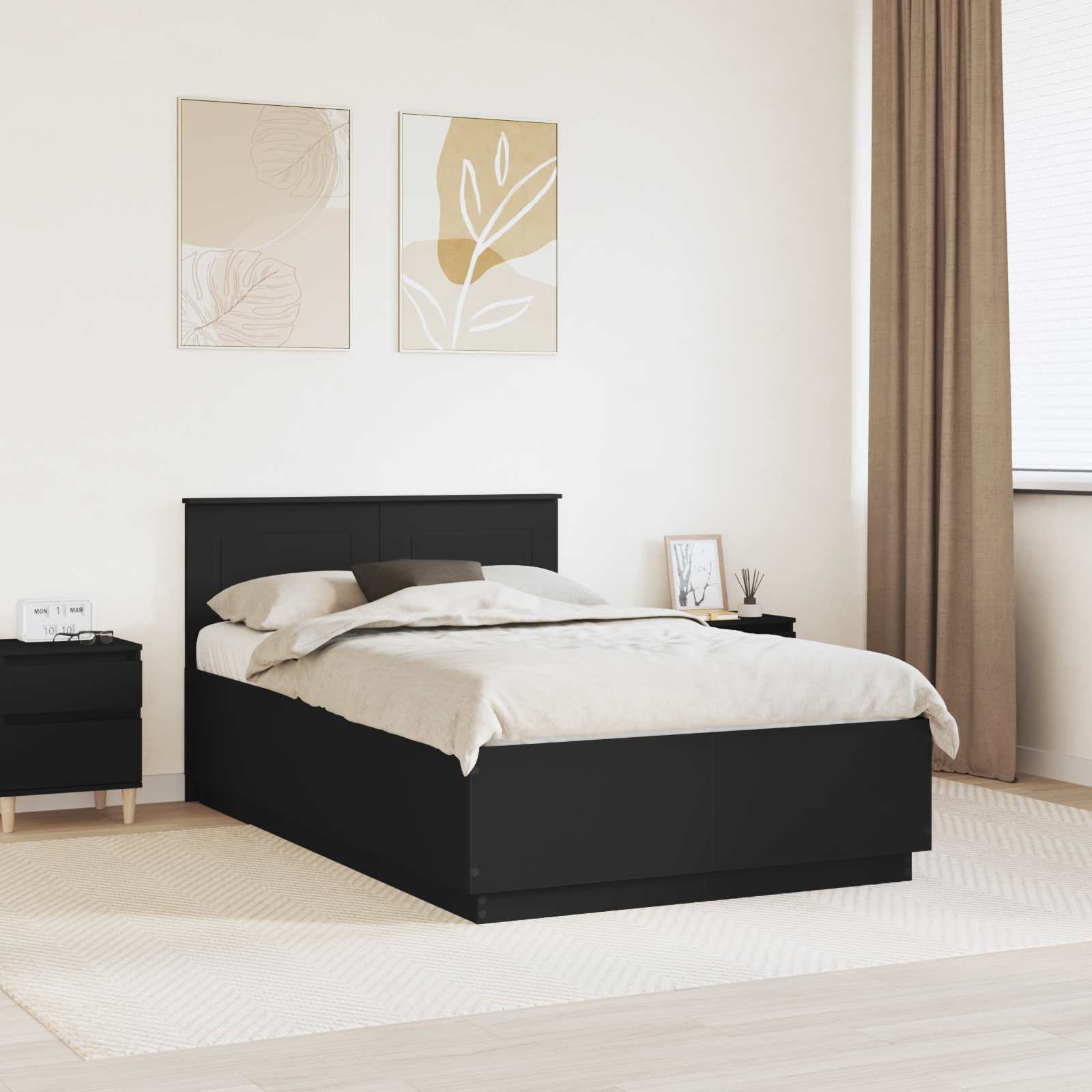 Krevetna konstrukcija Crna 120 x 200 cm Konstruirano drvo