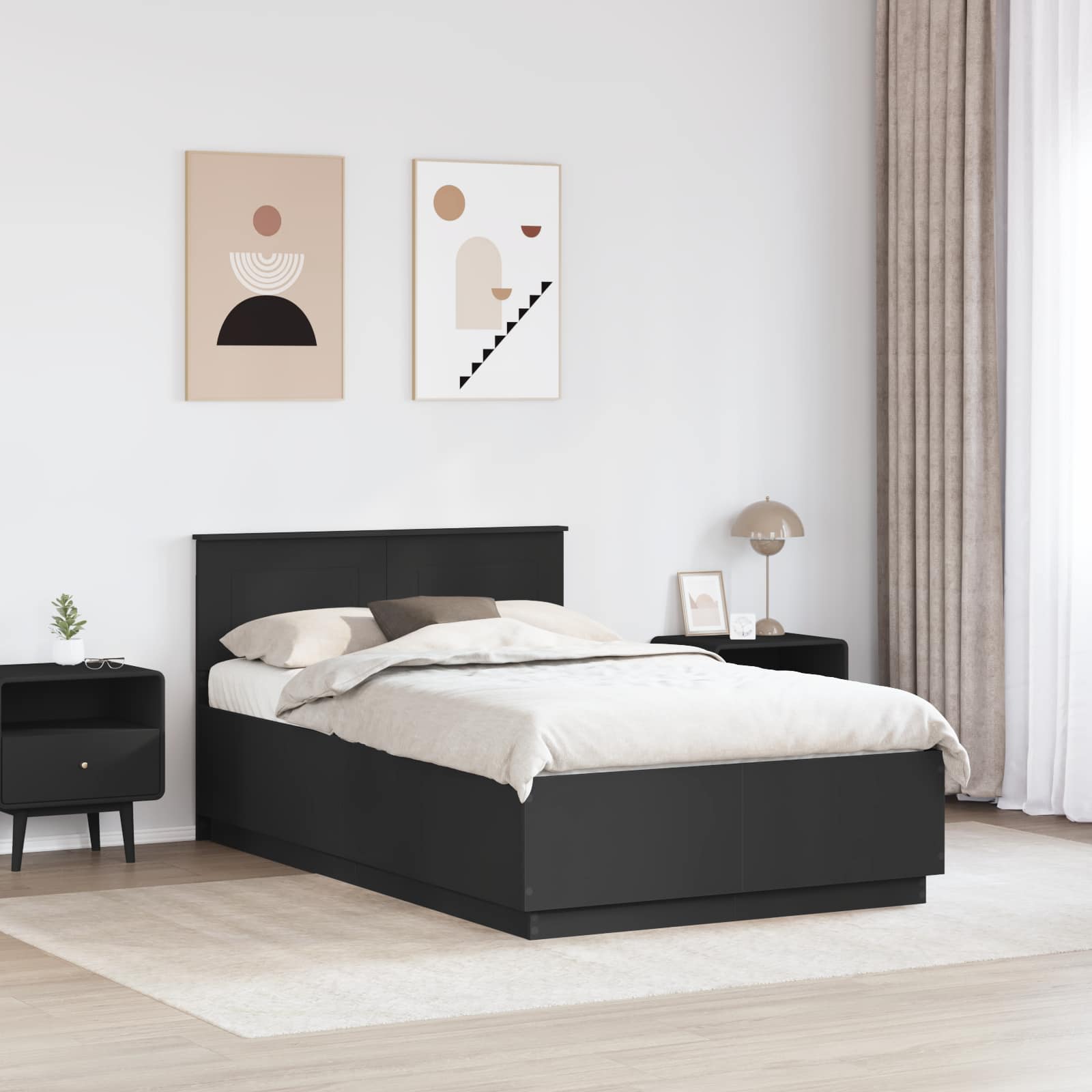 Krevetna konstrukcija Crna 120 x 200 cm Konstruirano drvo