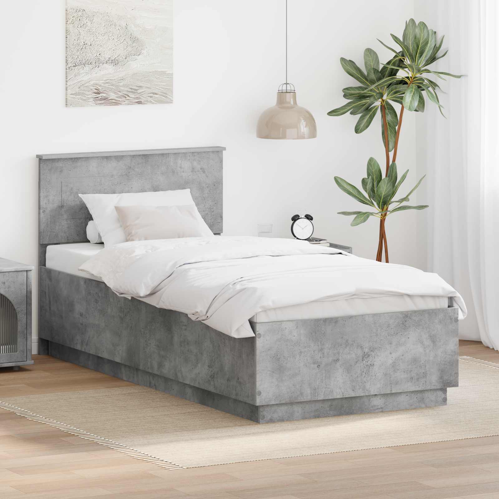 Krevetna konstrukcija s uzglavljem Betonska siva 70 x 190 cm