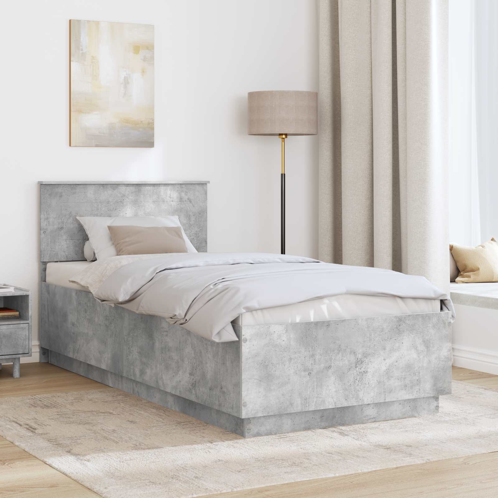 Krevetna konstrukcija s uzglavljem Betonska siva 70 x 190 cm