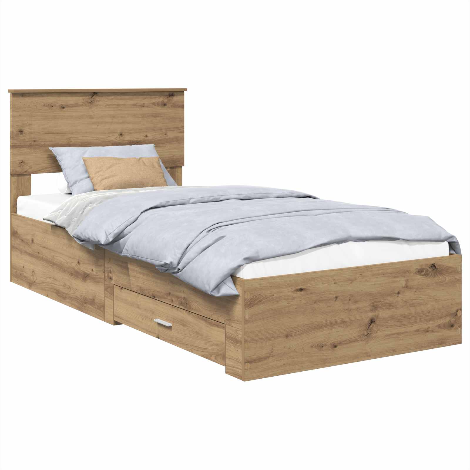 Krevetna konstrukcija s uzglavljem Umjetnički hrast 90 x 200 cm