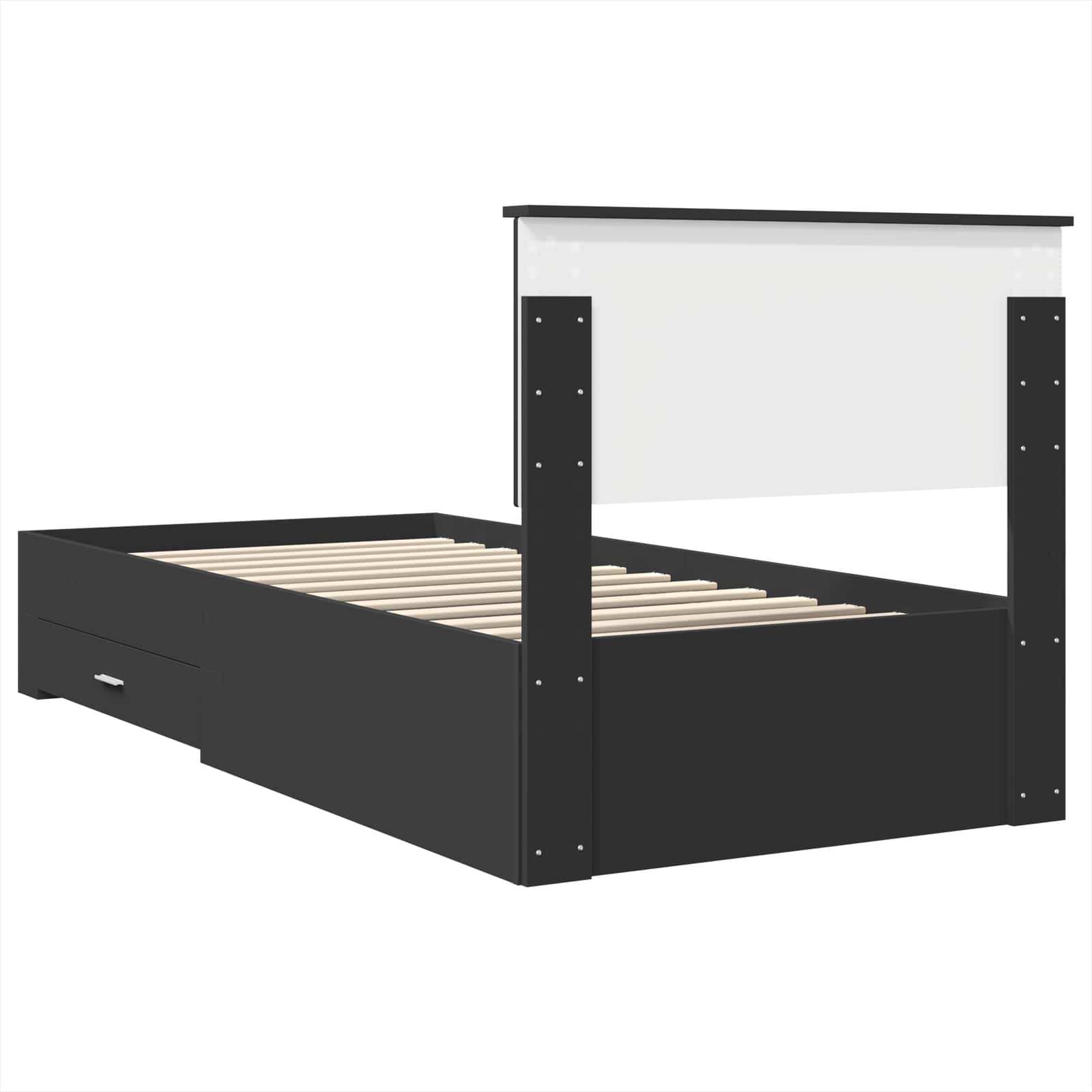 Krevetna konstrukcija s uzglavljem Crna i srebrna 75 x 190 cm