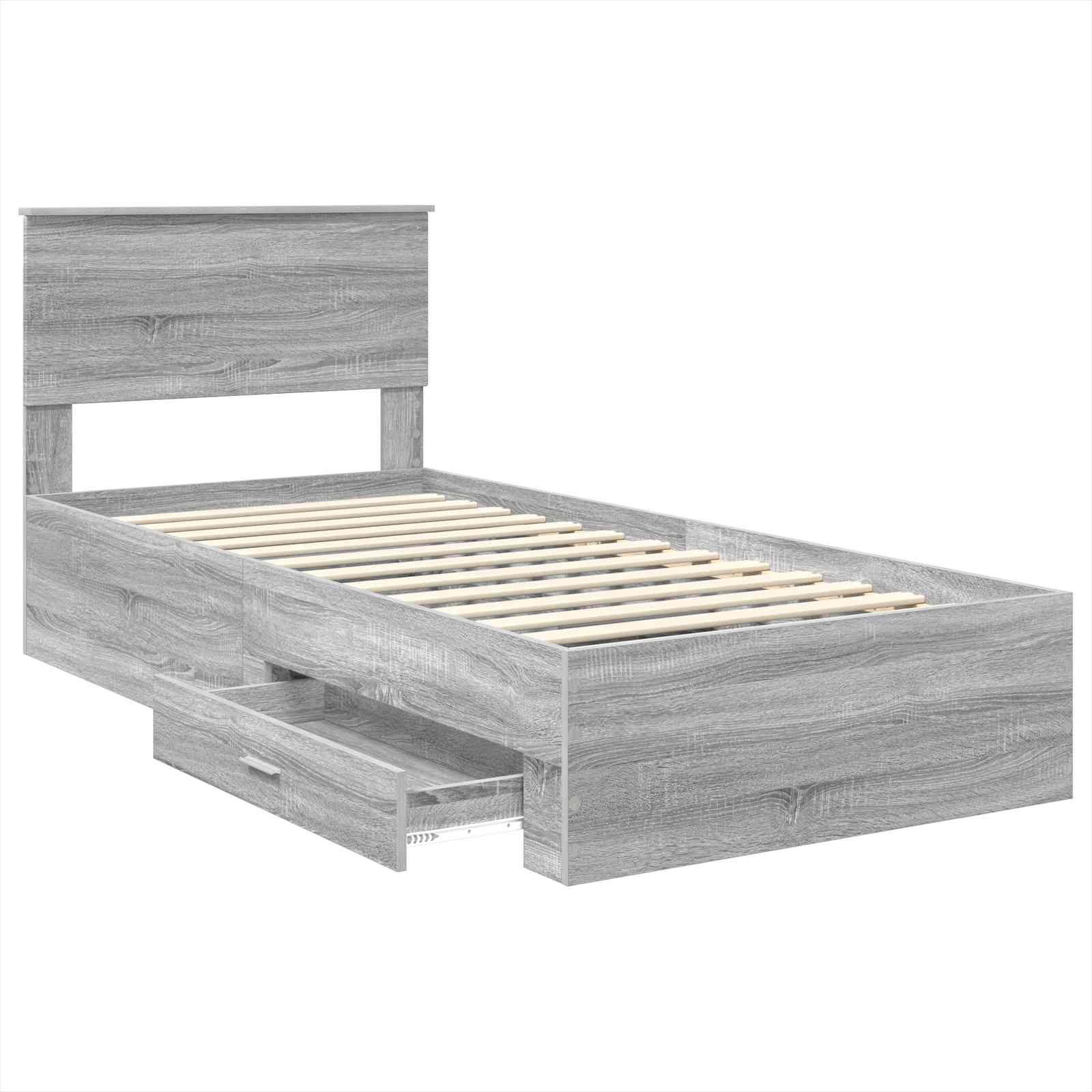 Krevetna konstrukcija Sivi Sonoma i srebrna 75 x 190 cm