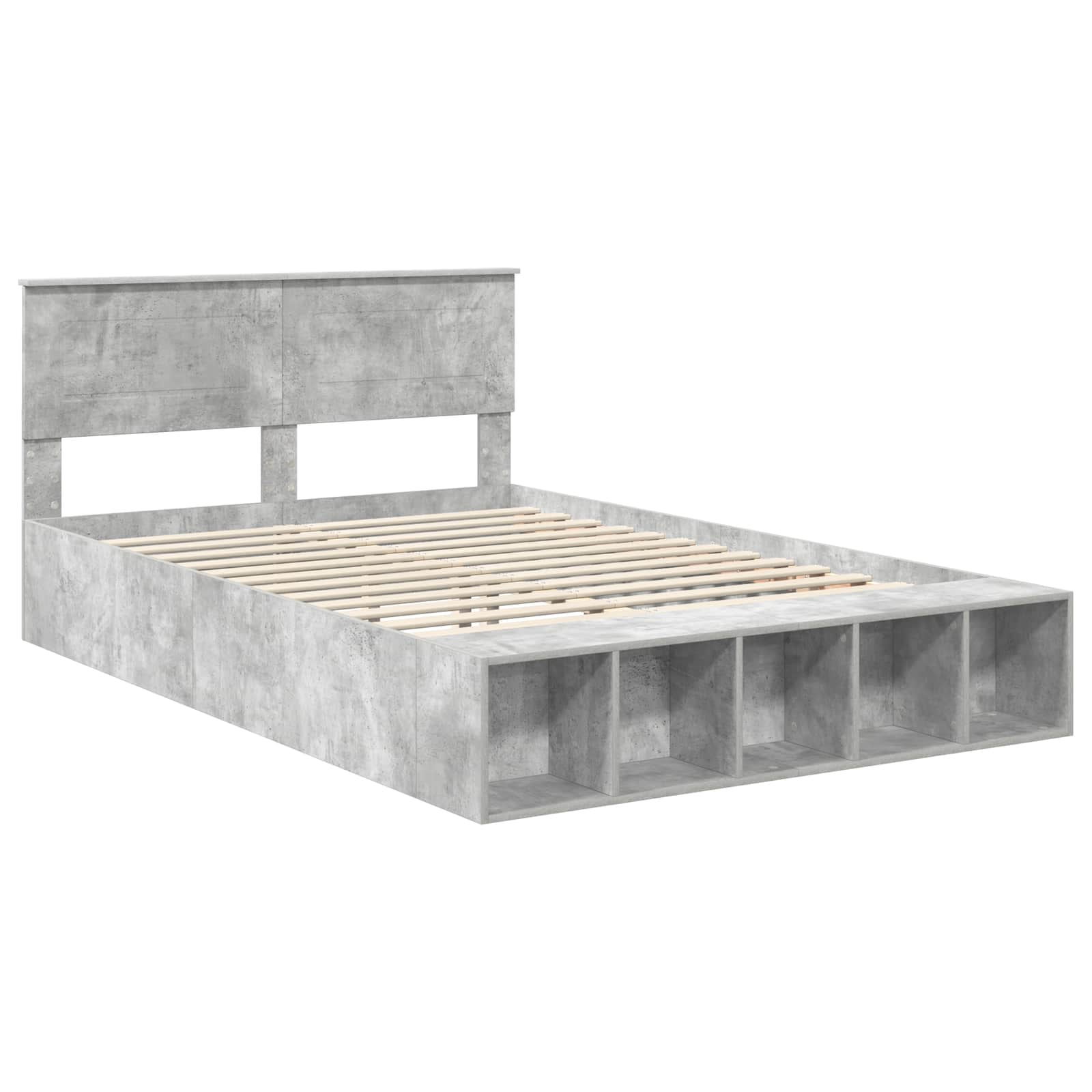 Krevetna konstrukcija s policom Betonski sivi 140 x 190 cm