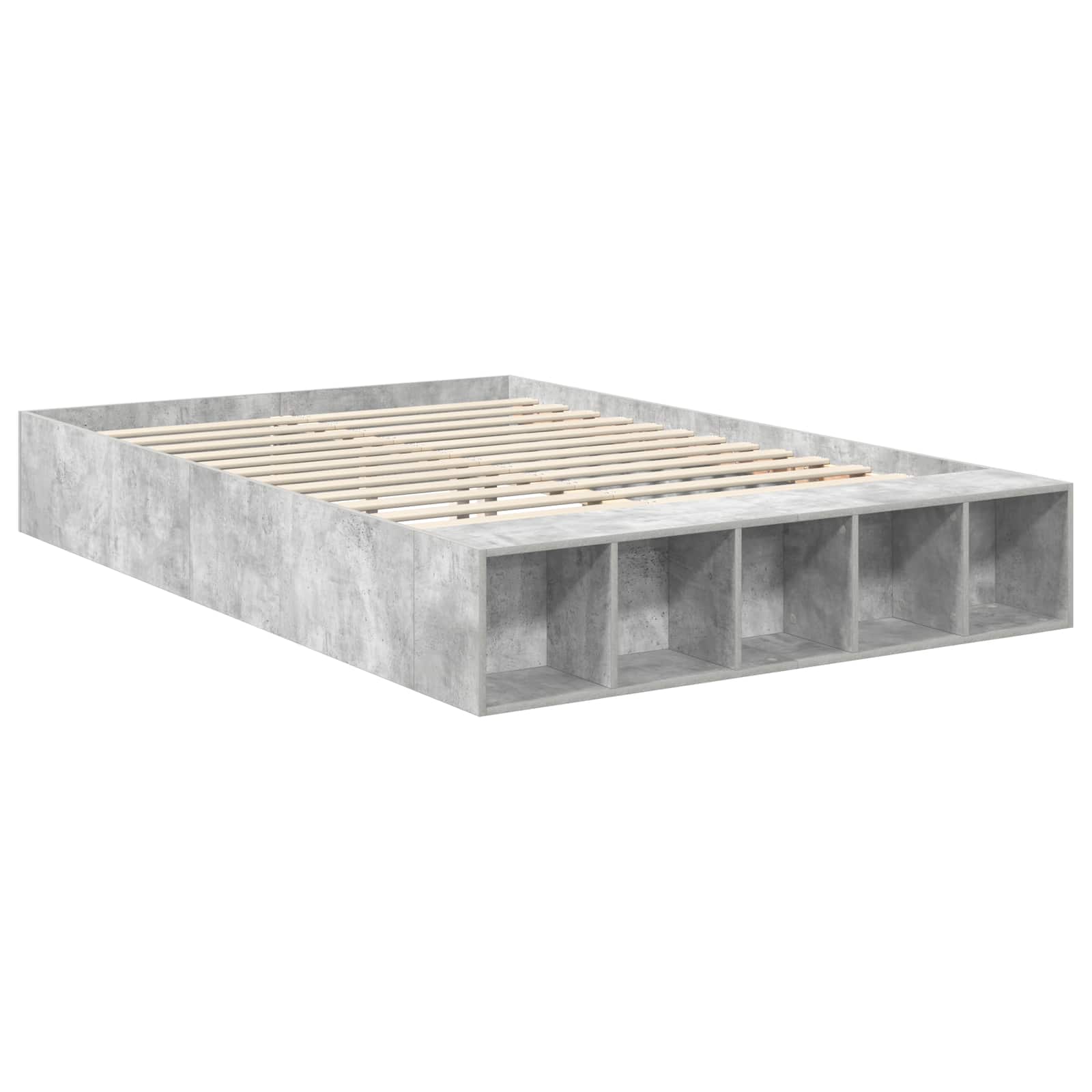 Krevetna konstrukcija s policom Betonski sivi 140 x 190 cm