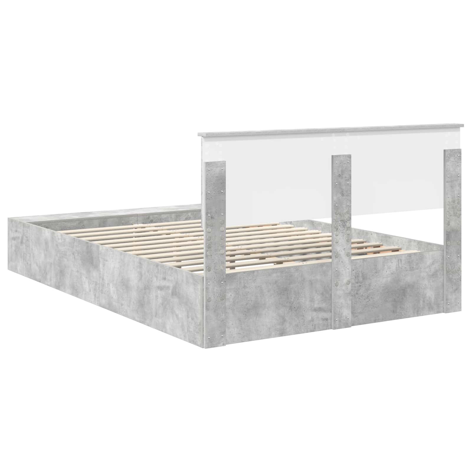 Krevetna konstrukcija s policom Betonski sivi 140 x 190 cm