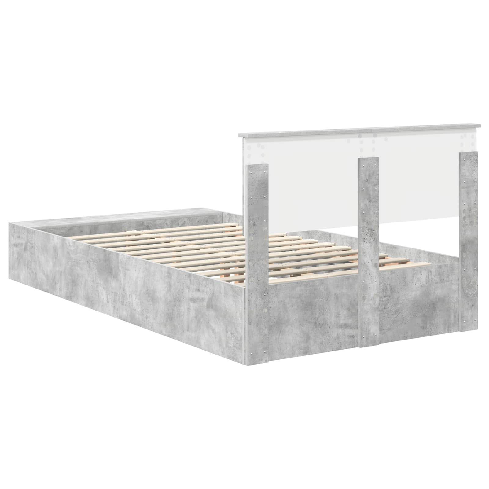 Krevetna konstrukcija s policom Betonski sivi 135 x 190 cm