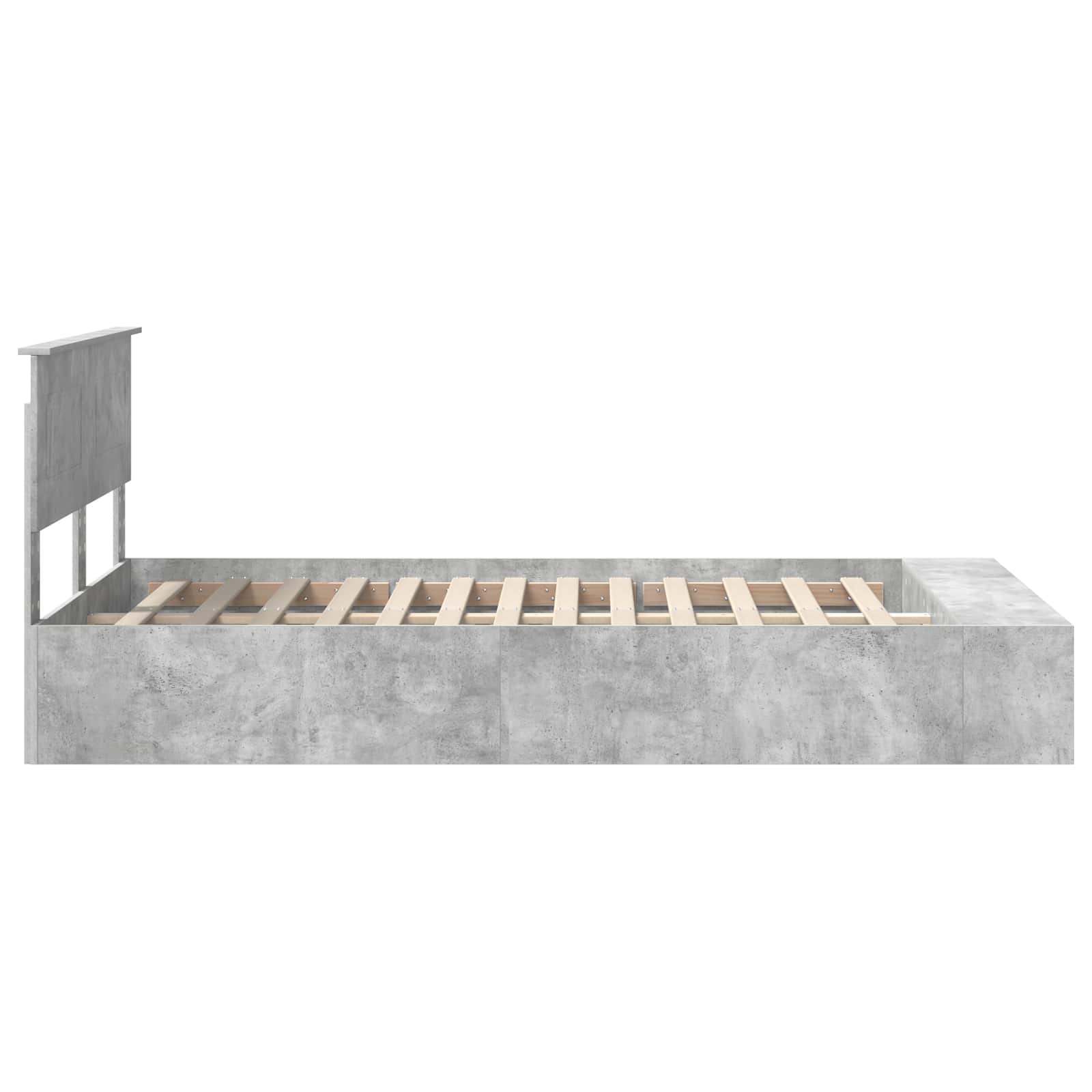 Krevetna konstrukcija s policom Betonski sivi 135 x 190 cm
