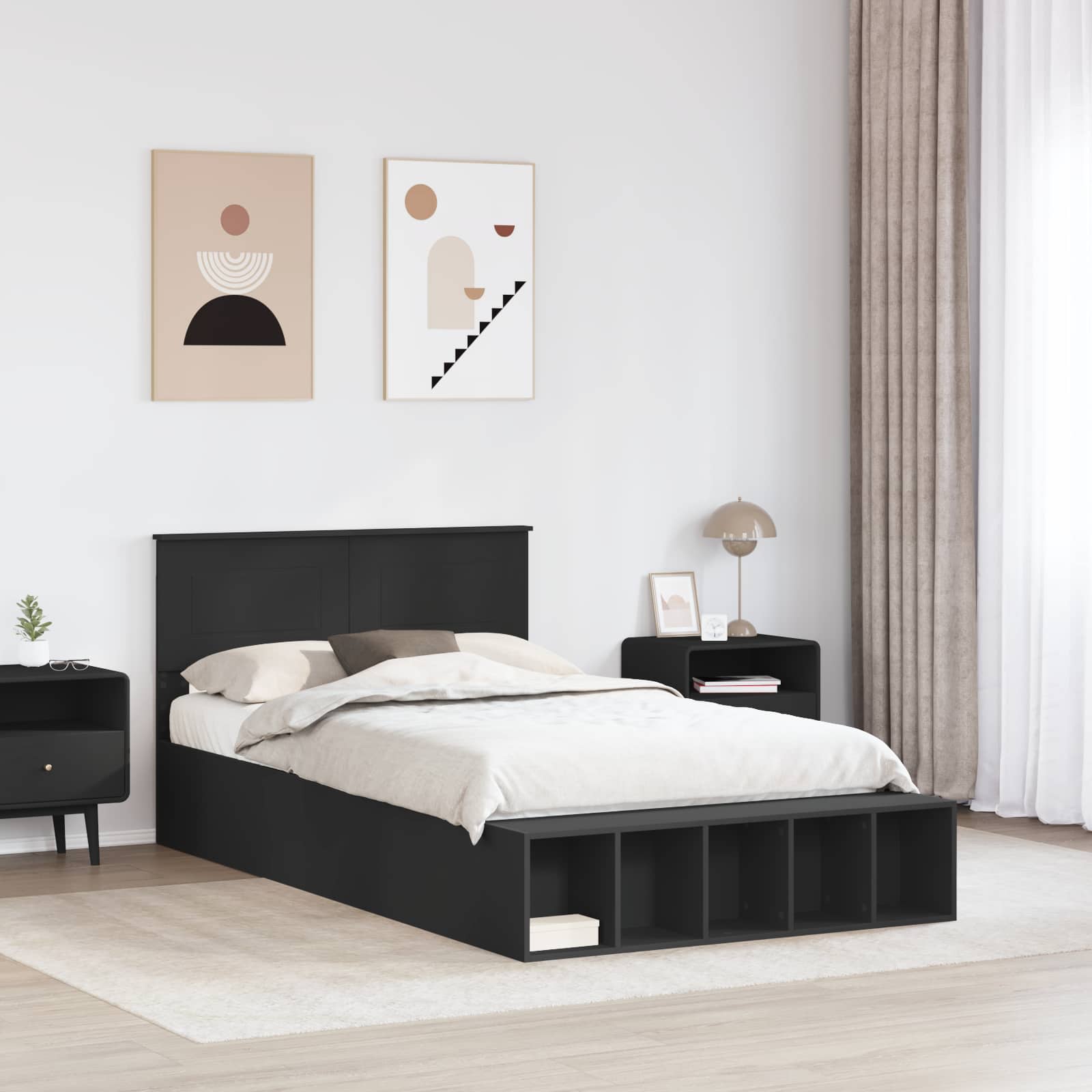 Krevetna konstrukcija Crna 120 x 190 cm Konstruirano drvo