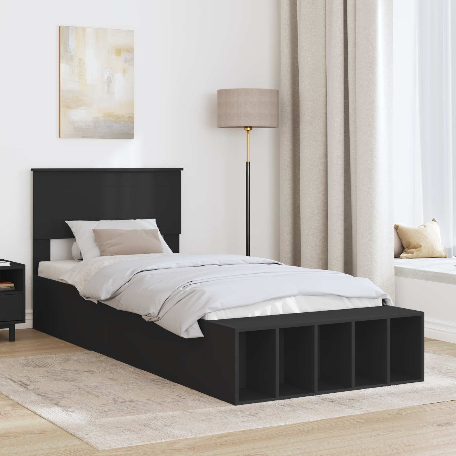 Krevetna konstrukcija Crna 100 x 200 cm Konstruirano drvo