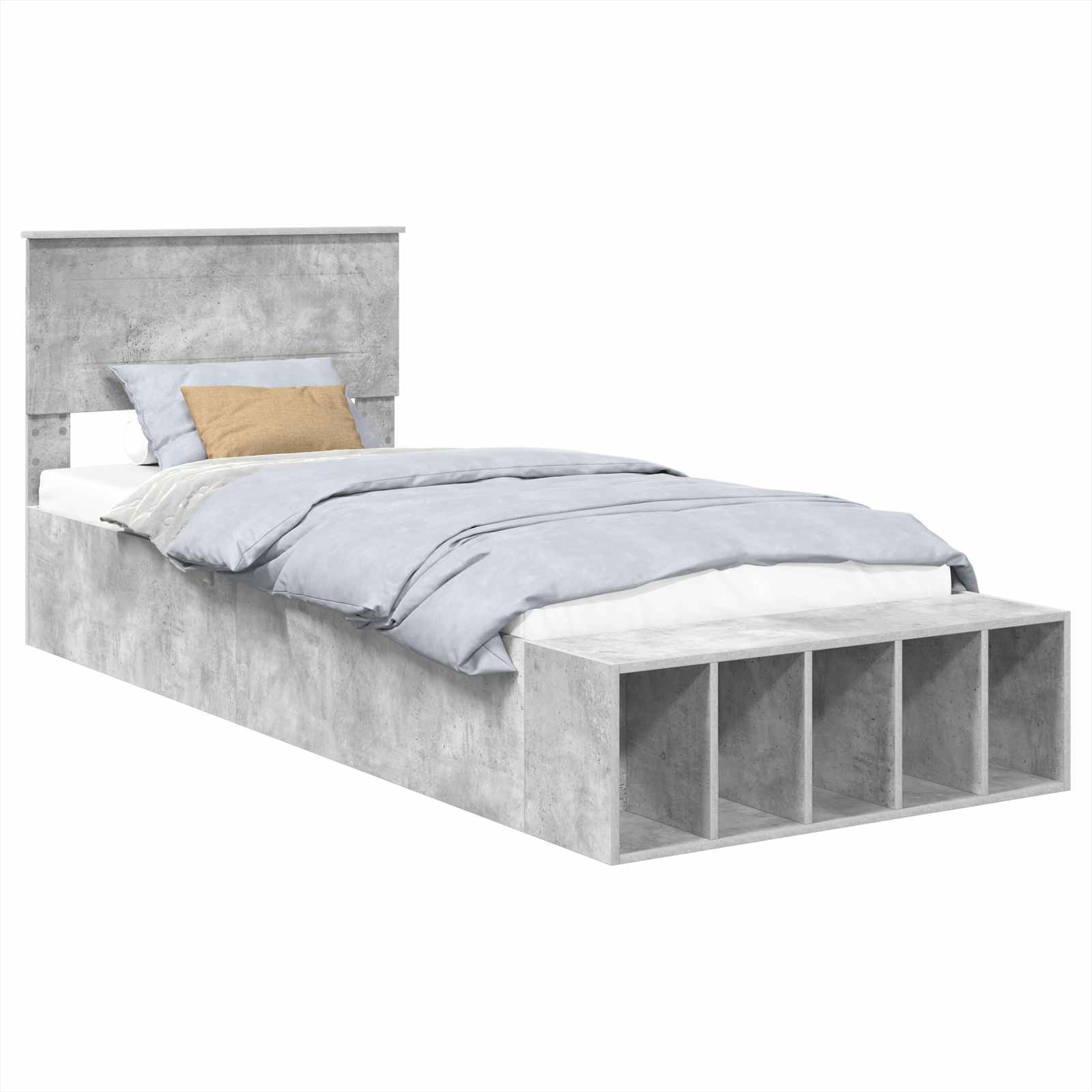 Krevetna konstrukcija s policom Betonski sivi 90 x 200 cm