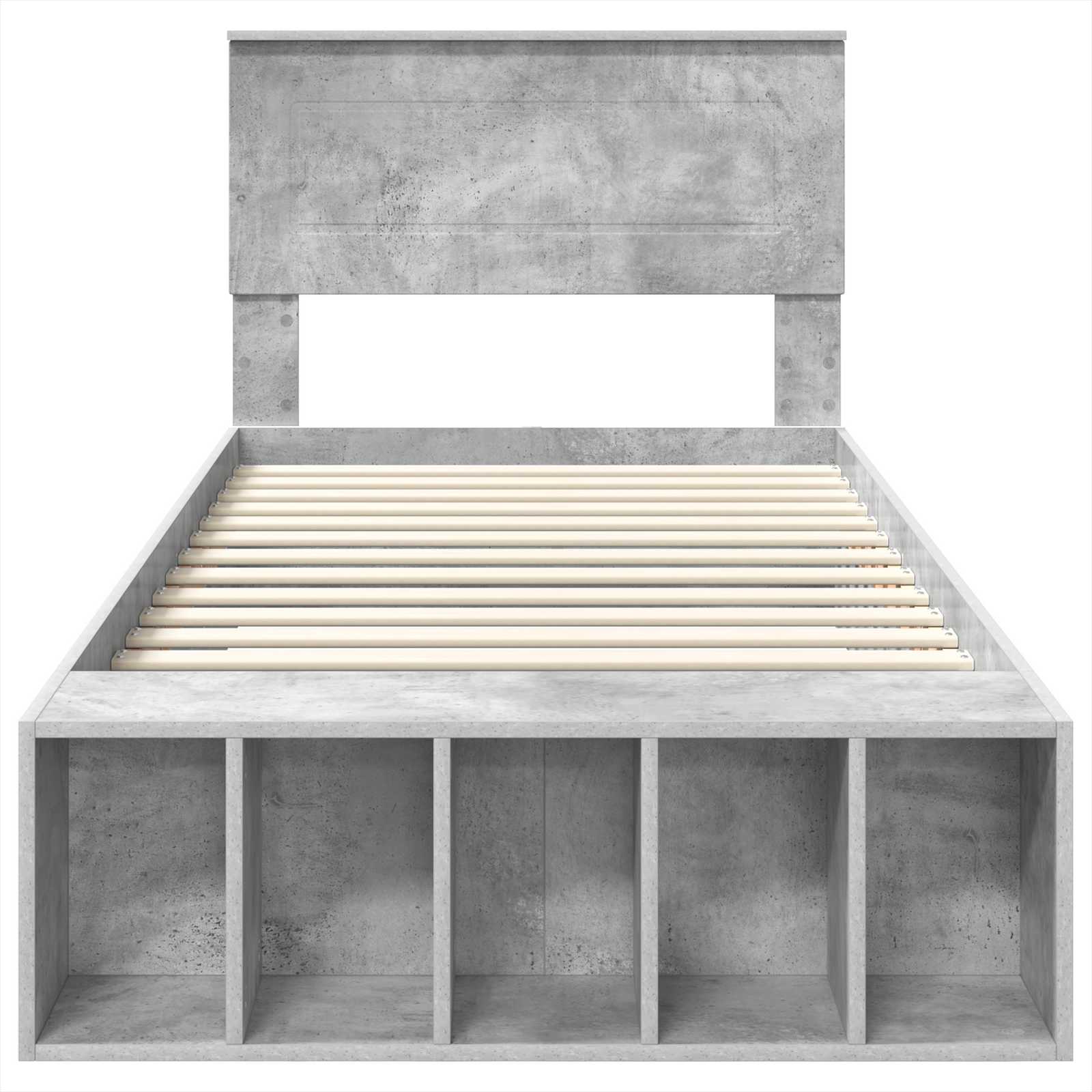 Krevetna konstrukcija s policom Betonski sivi 90 x 190 cm