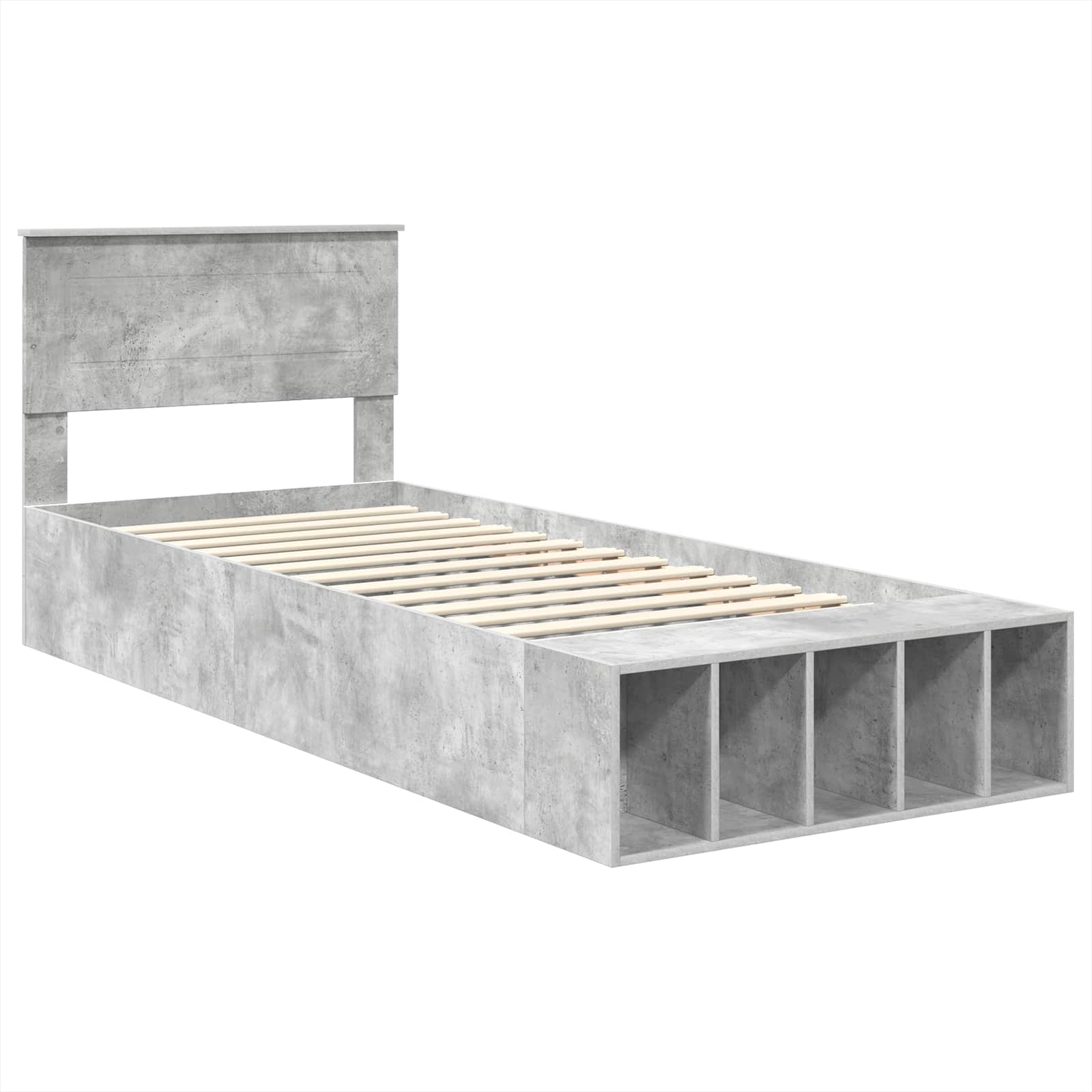 Krevetna konstrukcija s policom Betonski sivi 70 x 190 cm
