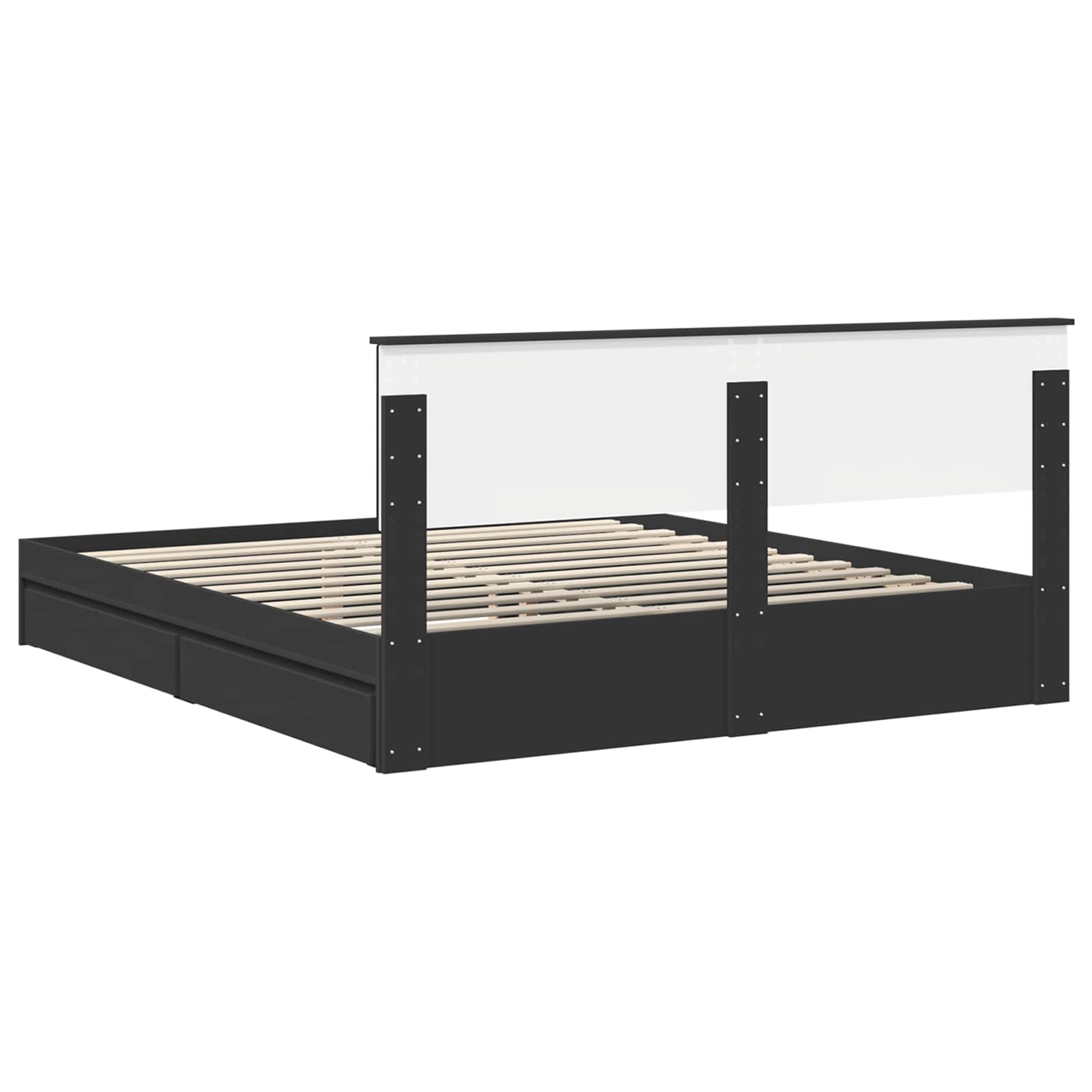 Krevet s od storage Crna 200 x 200 cm Konstruirano drvo