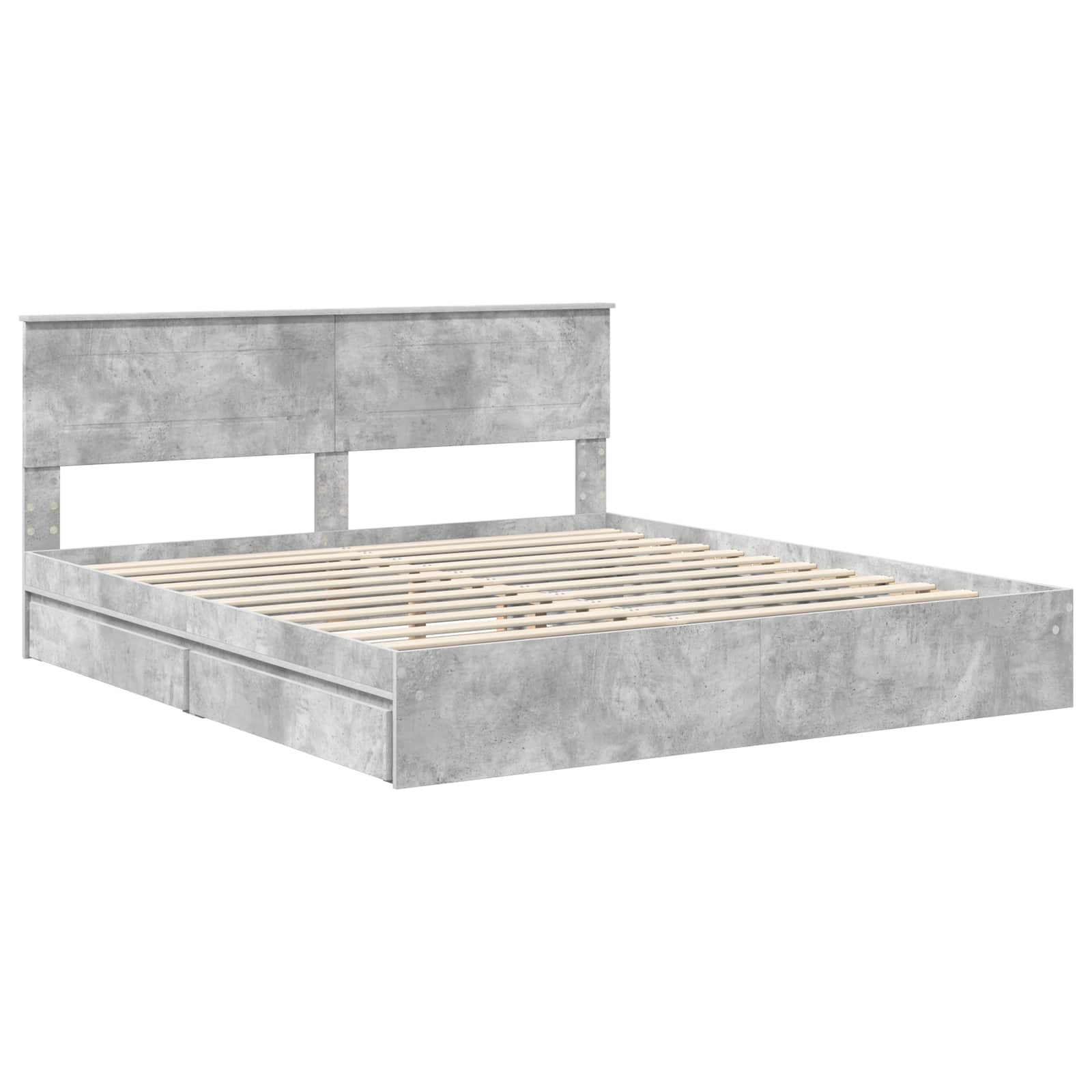 Krevet s od storage s uzglavljem Betonski sivi 200 x 200 cm