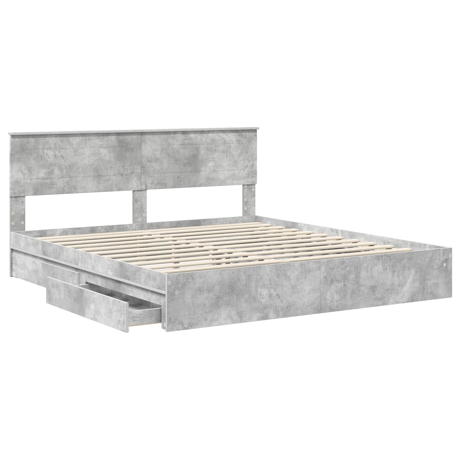 Krevet s od storage s uzglavljem Betonski sivi 200 x 200 cm