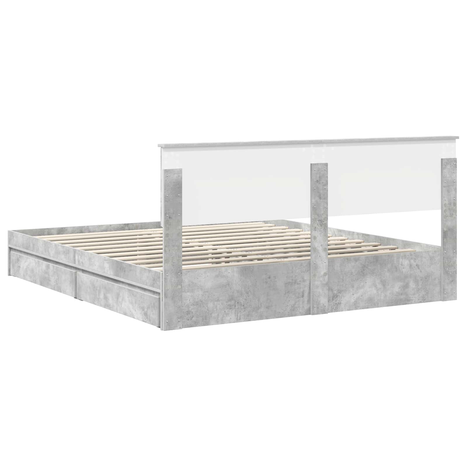 Krevet s od storage s uzglavljem Betonski sivi 200 x 200 cm