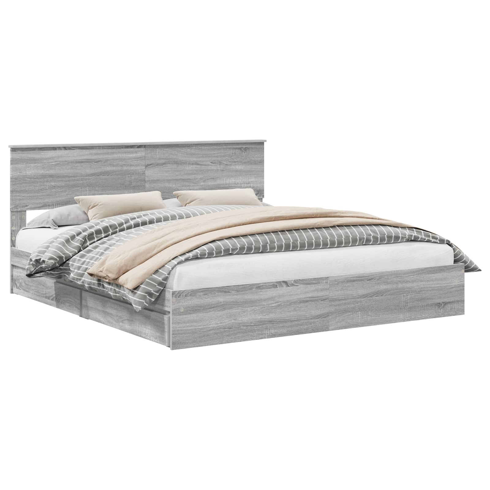 Krevet s od storage Siva Sonoma 200 x 200 cm Konstruirano drvo