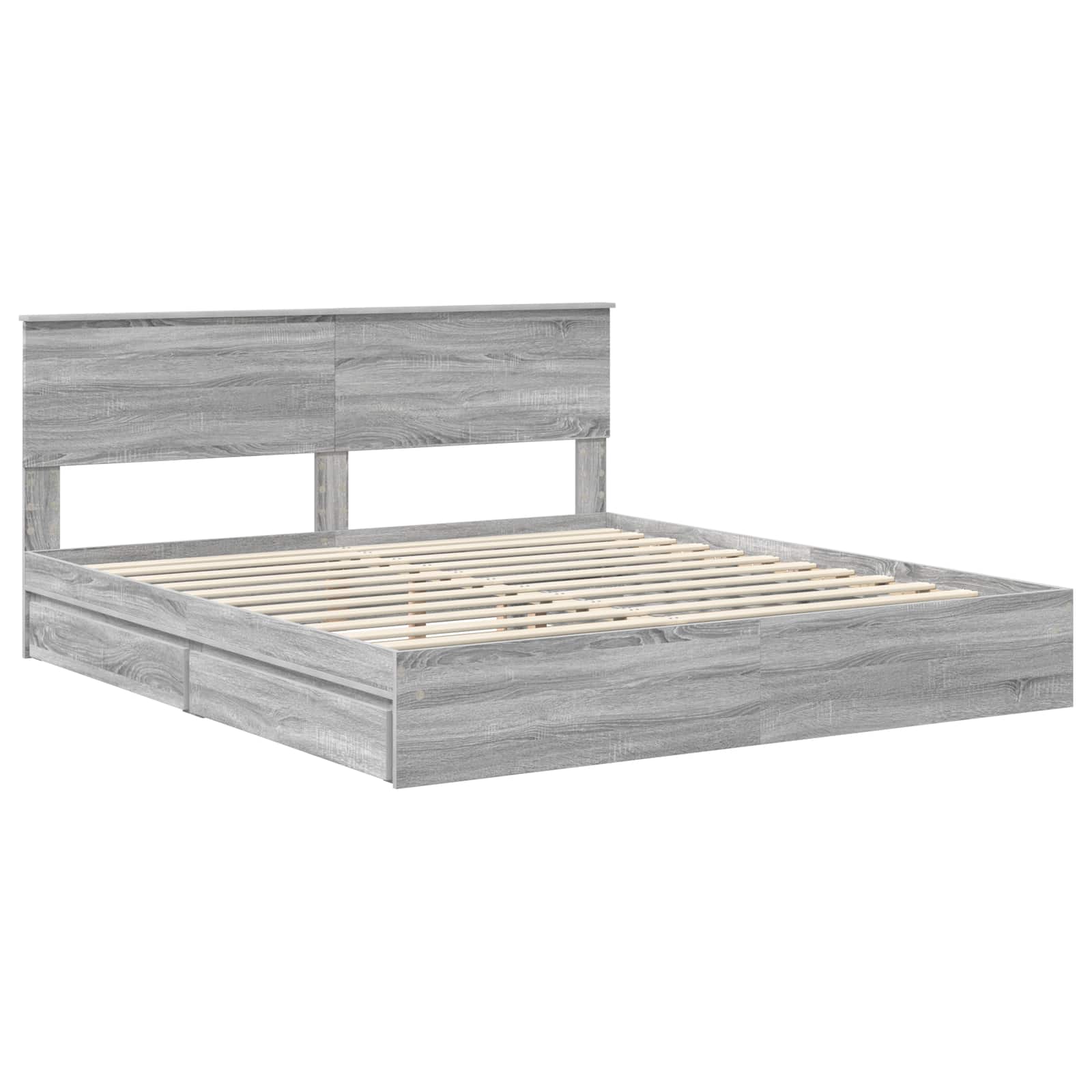 Krevet s od storage Siva Sonoma 200 x 200 cm Konstruirano drvo