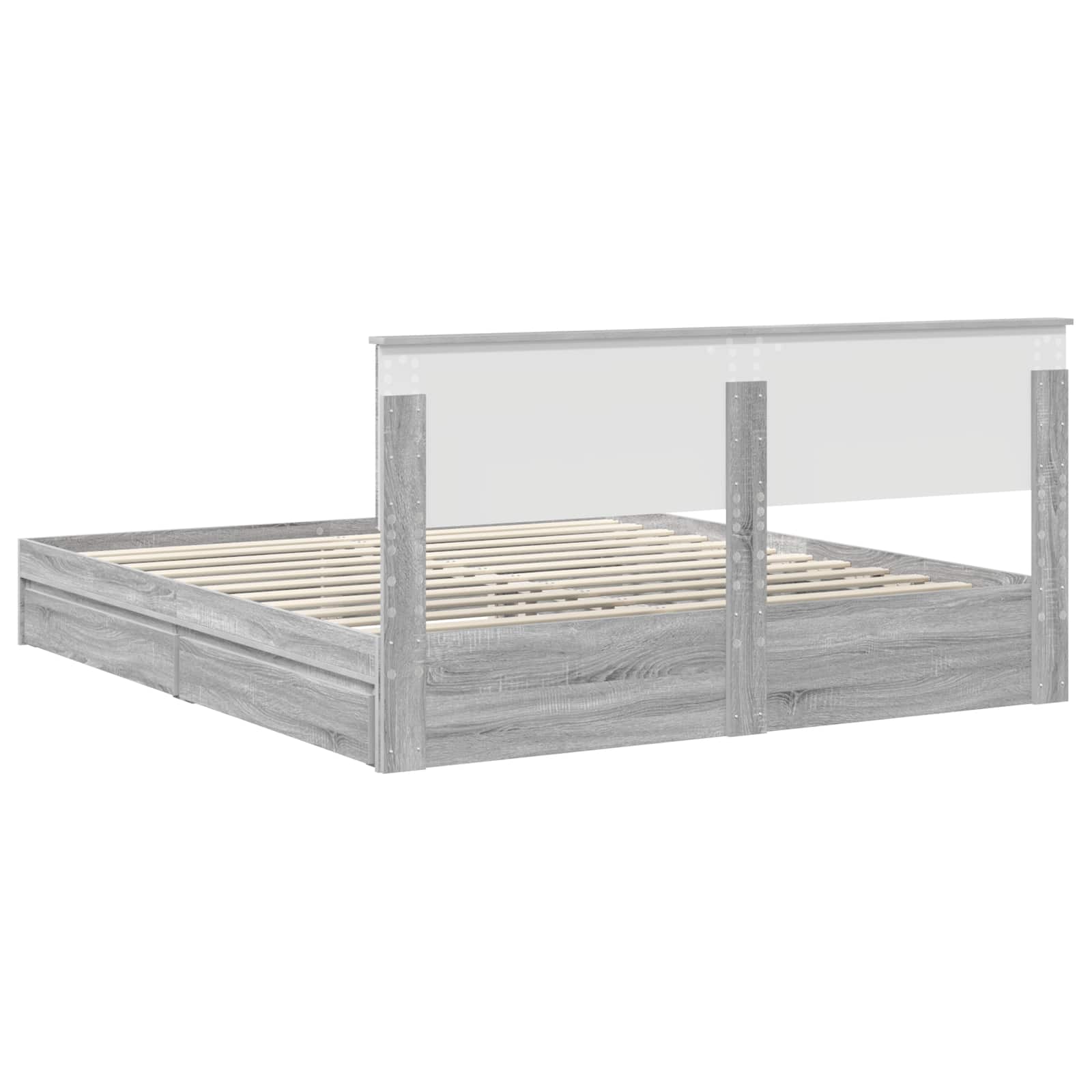 Krevet s od storage Siva Sonoma 200 x 200 cm Konstruirano drvo