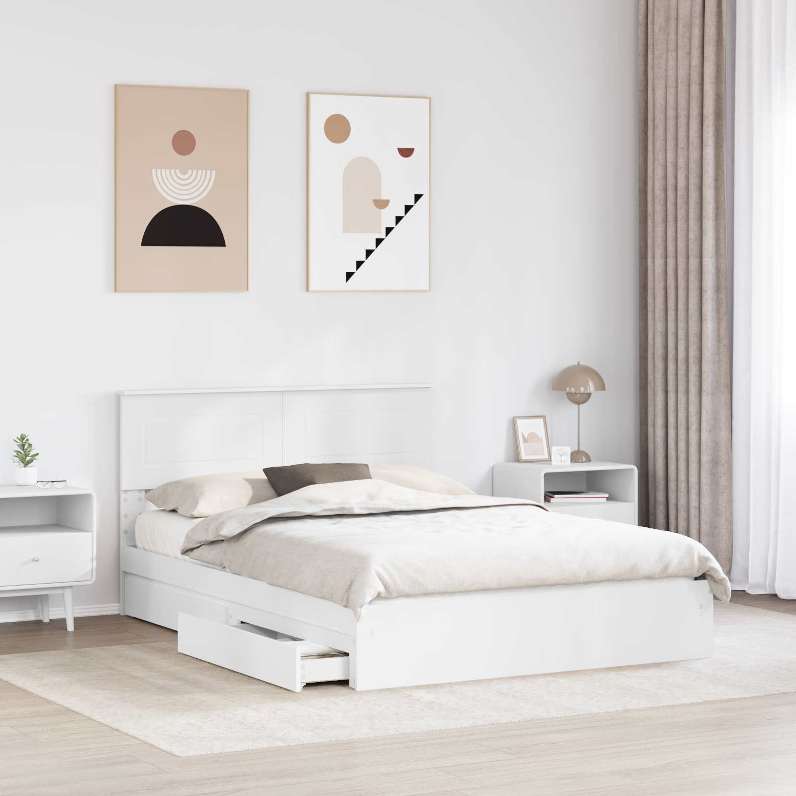 Krevet s od storage Bijelo 140 x 190 cm Konstruirano drvo