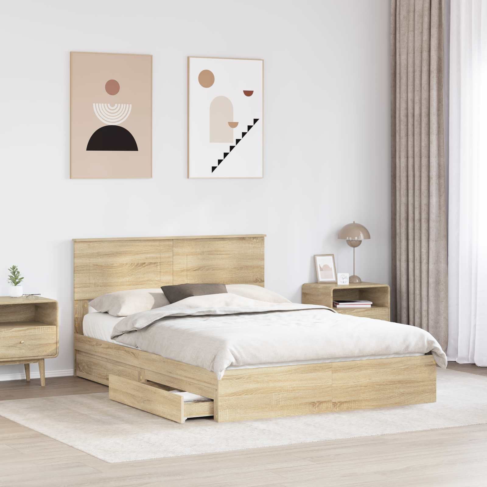 Krevet s od storage Sonoma hrast 140 x 190 cm Konstruirano drvo