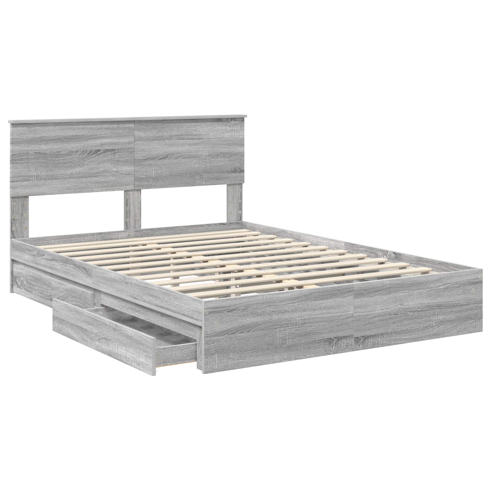 Krevet s od storage Siva Sonoma 140 x 200 cm Konstruirano drvo