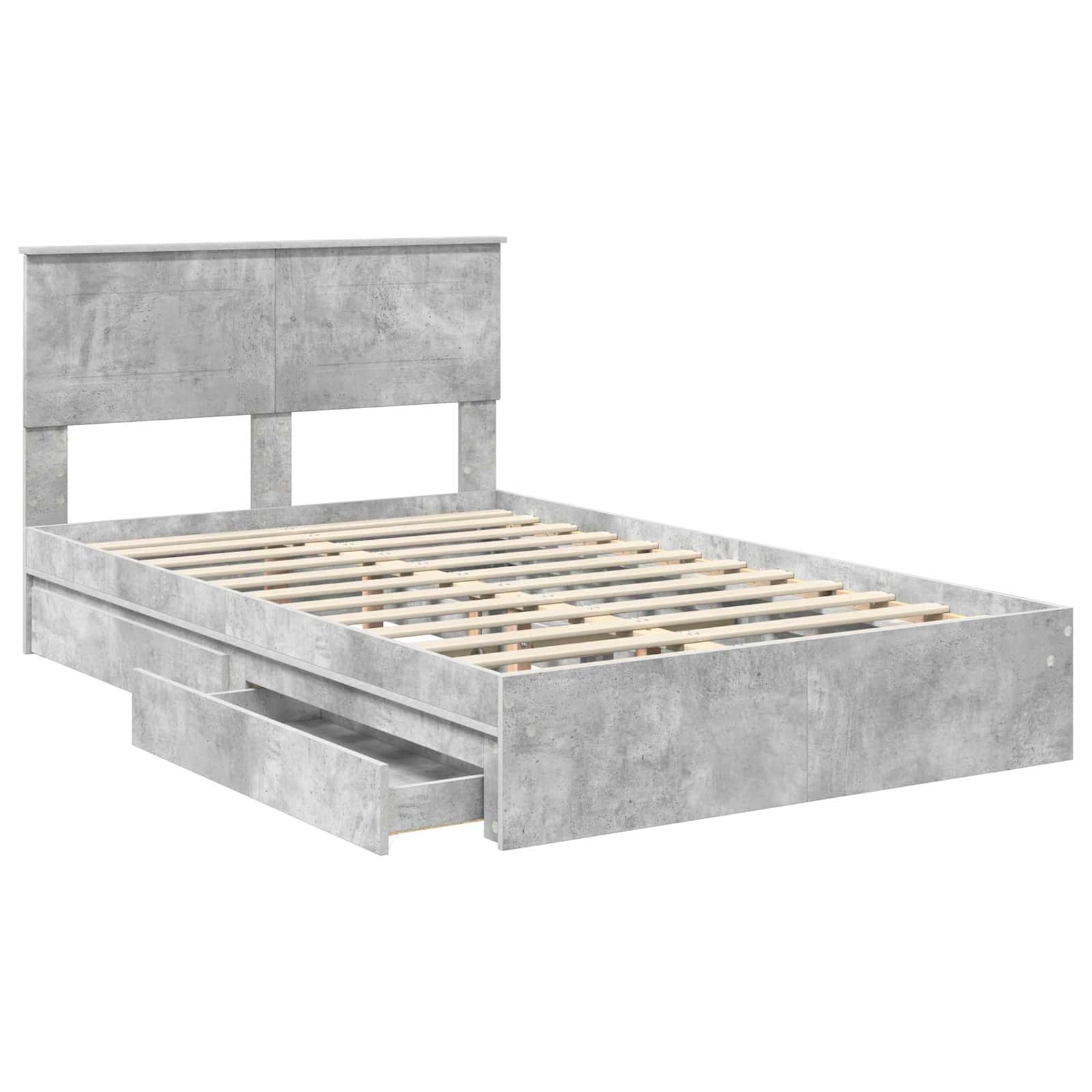 Krevet s od storage s uzglavljem Betonski sivi 135 x 190 cm