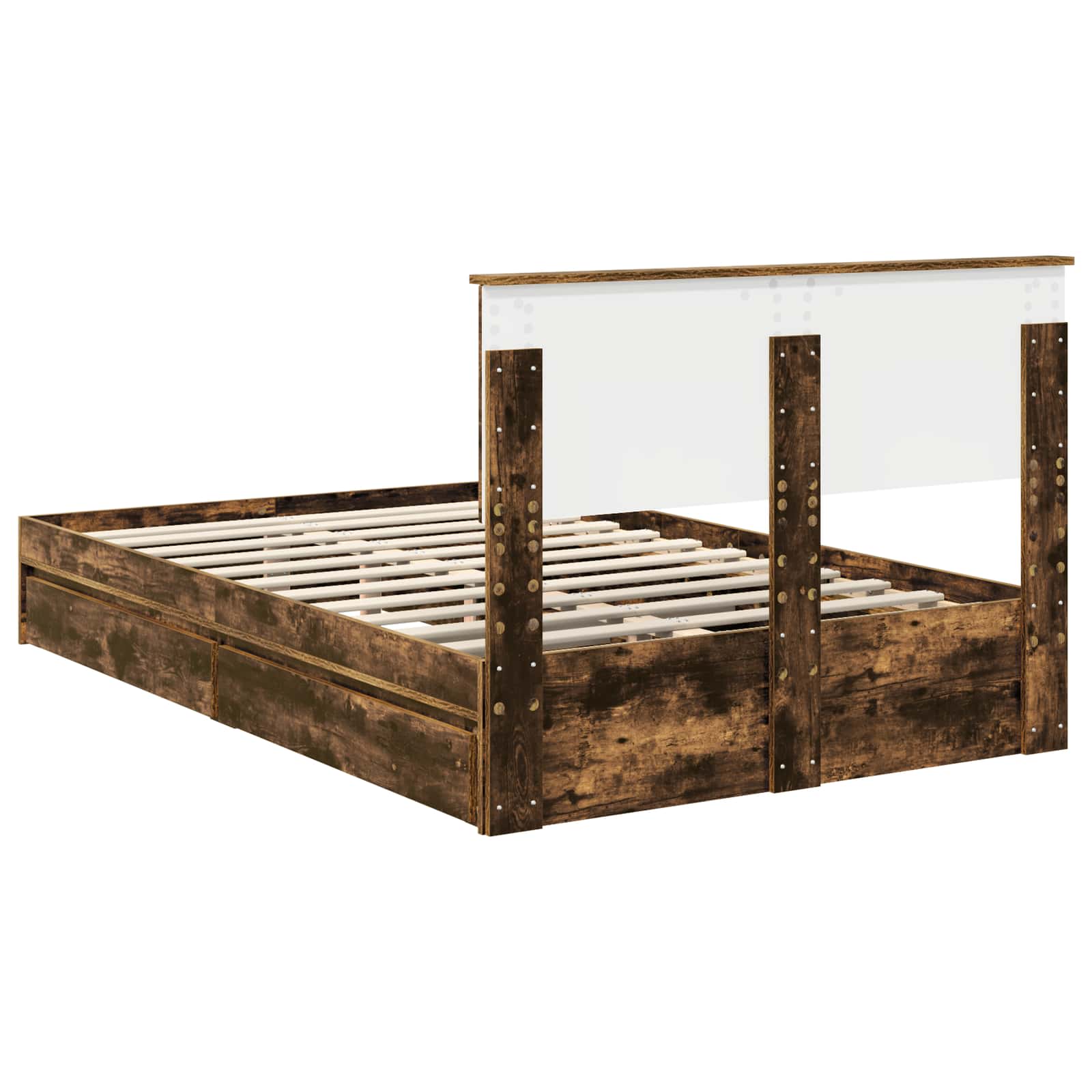 Krevet s od storage s uzglavljem Dimljeni hrast 135 x 190 cm