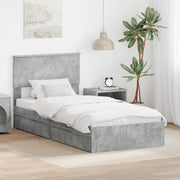 Krevet s od storage Betonski sivi 90 x 200 cm Konstruirano drvo