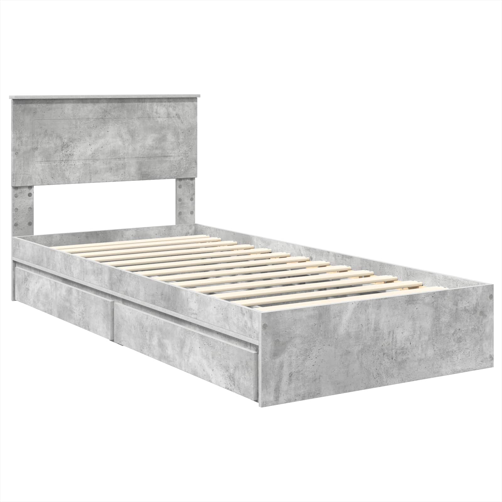 Krevet s od storage Betonski sivi 90 x 200 cm Konstruirano drvo