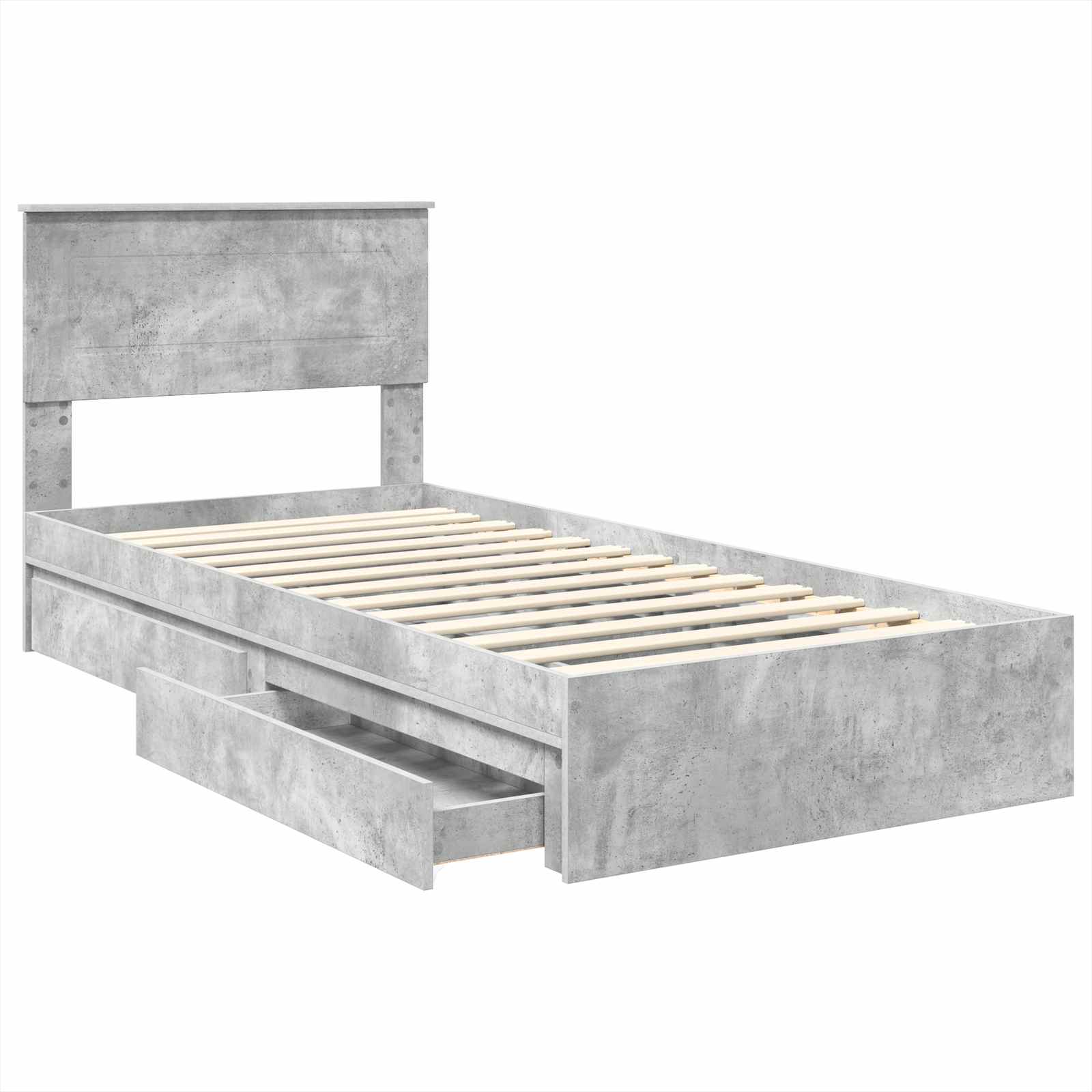 Krevet s od storage Betonski sivi 90 x 200 cm Konstruirano drvo