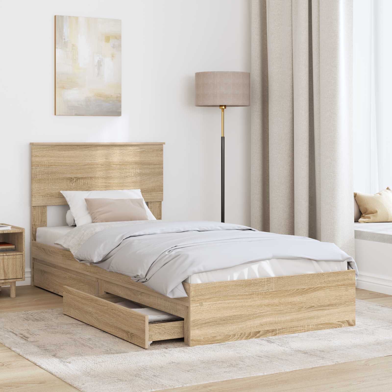 Krevet s od storage Sonoma hrast 90 x 190 cm Konstruirano drvo