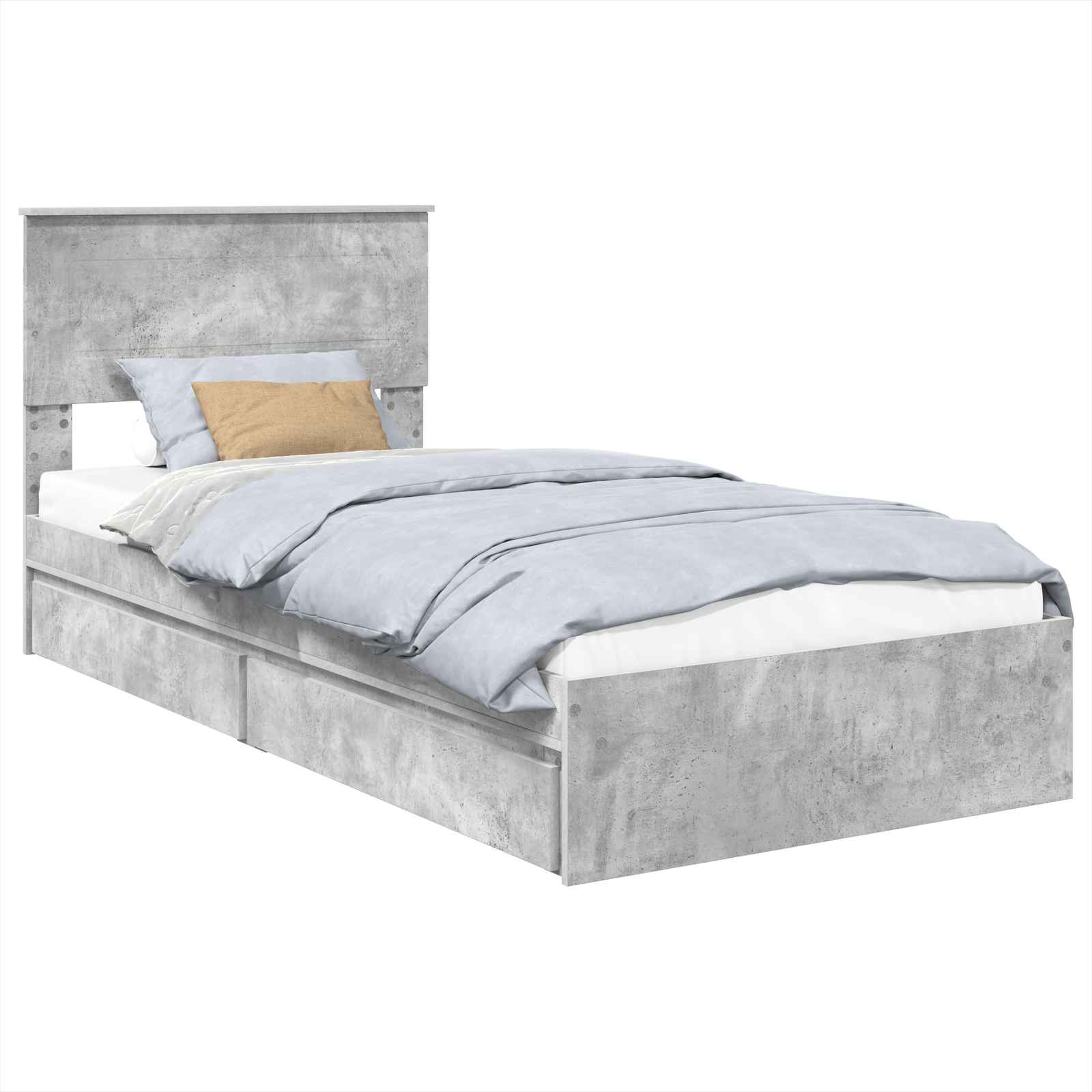 Krevet s od storage Betonski sivi 90 x 190 cm Konstruirano drvo