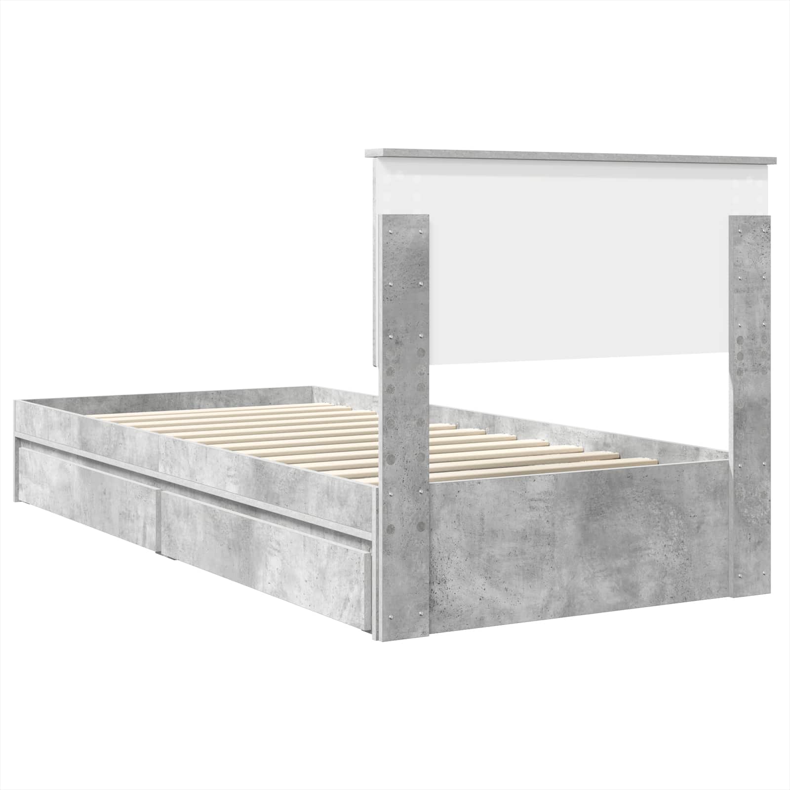 Krevet s od storage Betonski sivi 90 x 190 cm Konstruirano drvo