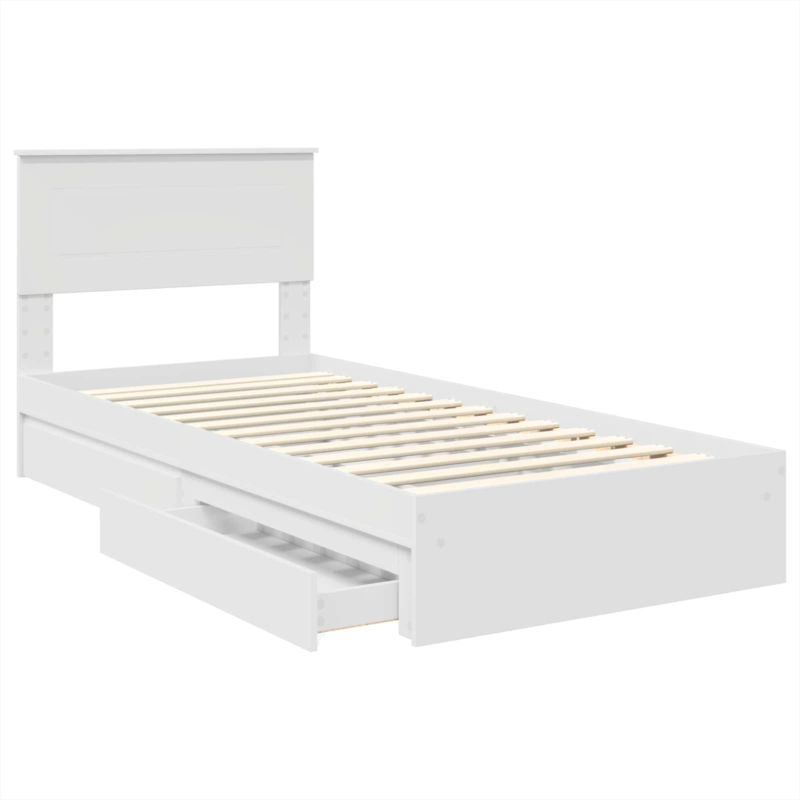 Krevet s od storage Bijelo 75 x 190 cm Konstruirano drvo